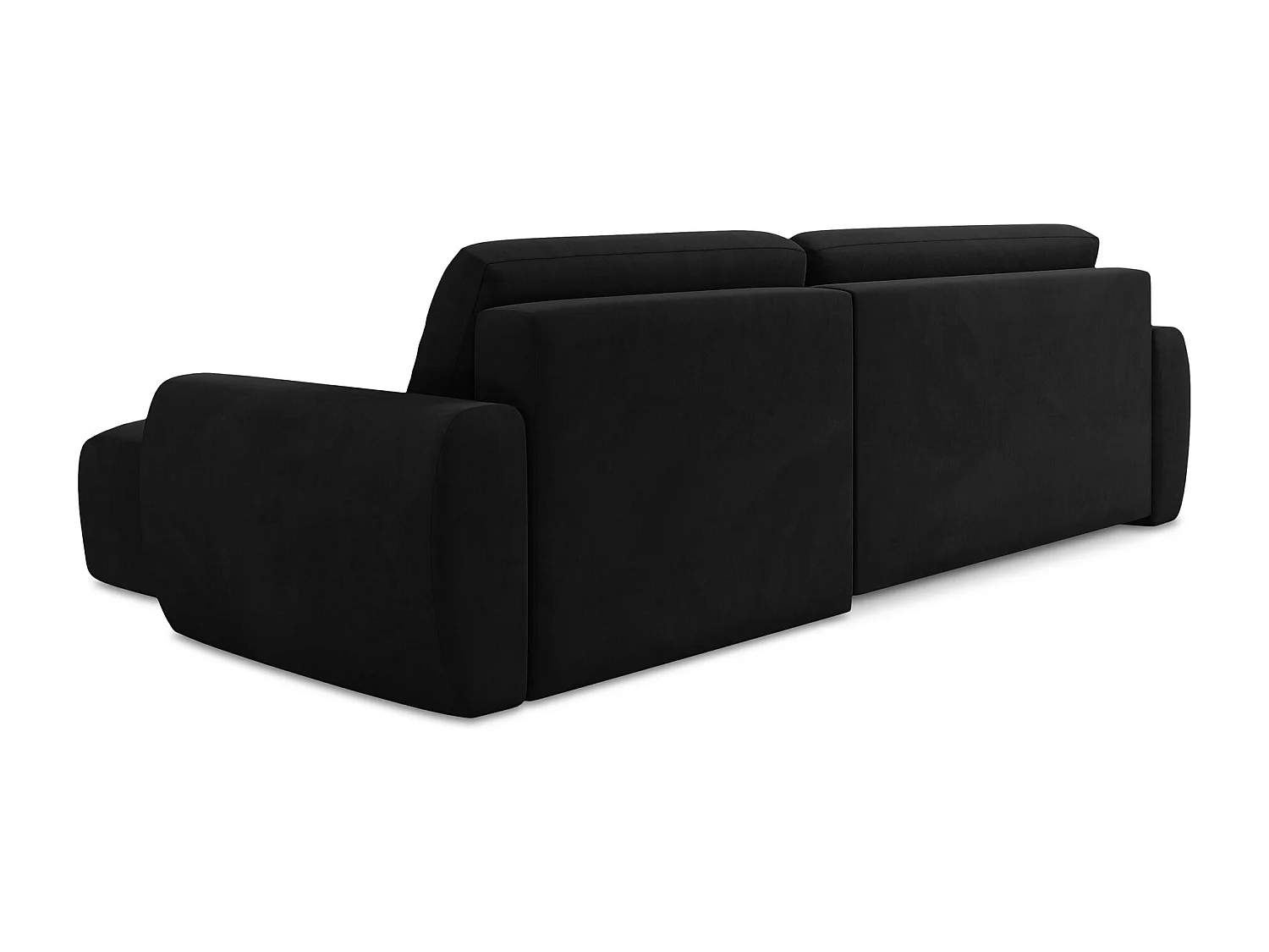Canapé d'angle droit convertible en velours - noir - ANELA