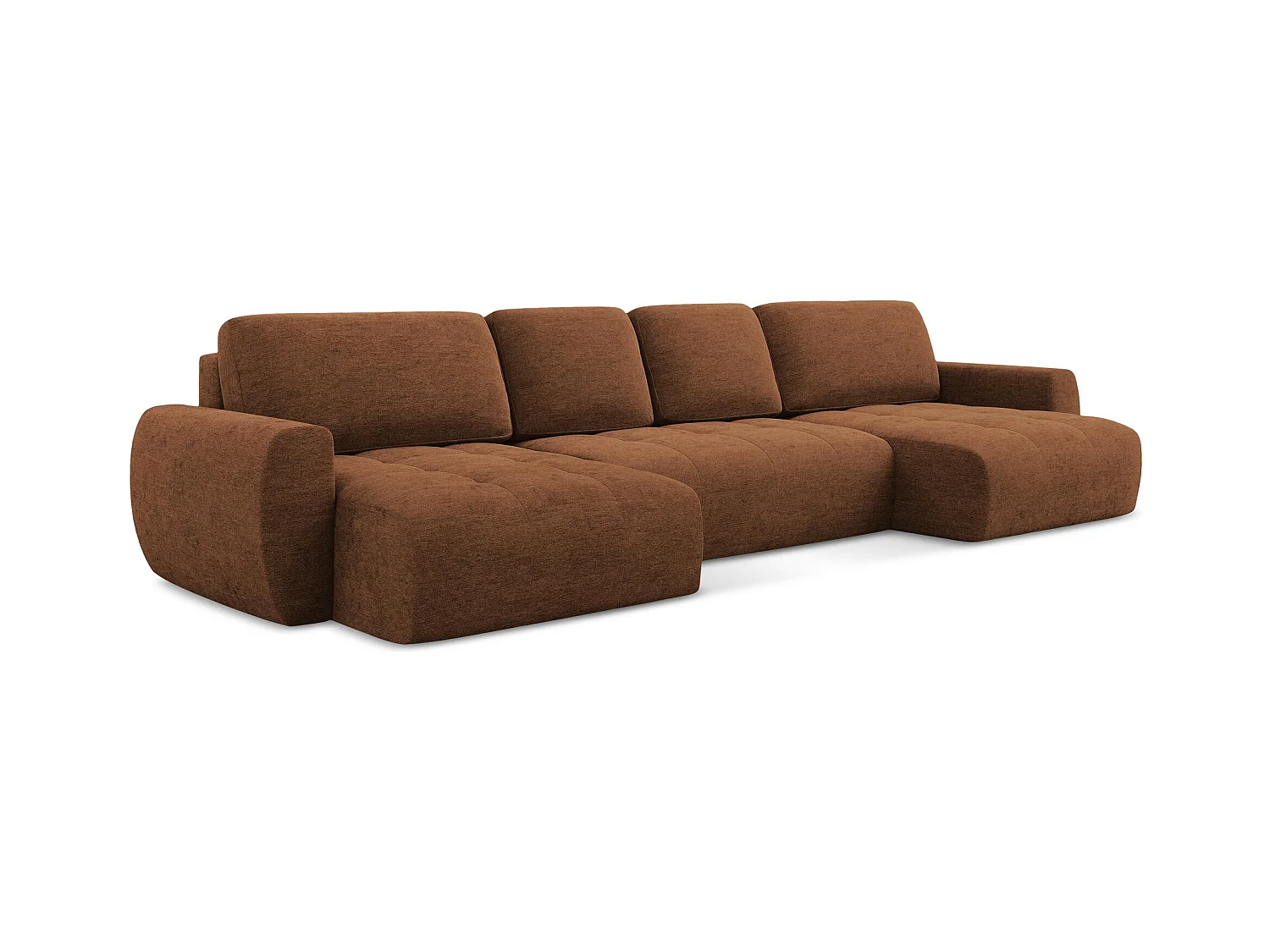 Wohnlandschaft mit Schlaffunktion - / - Strukturstoff - Terrakotta - KIWI