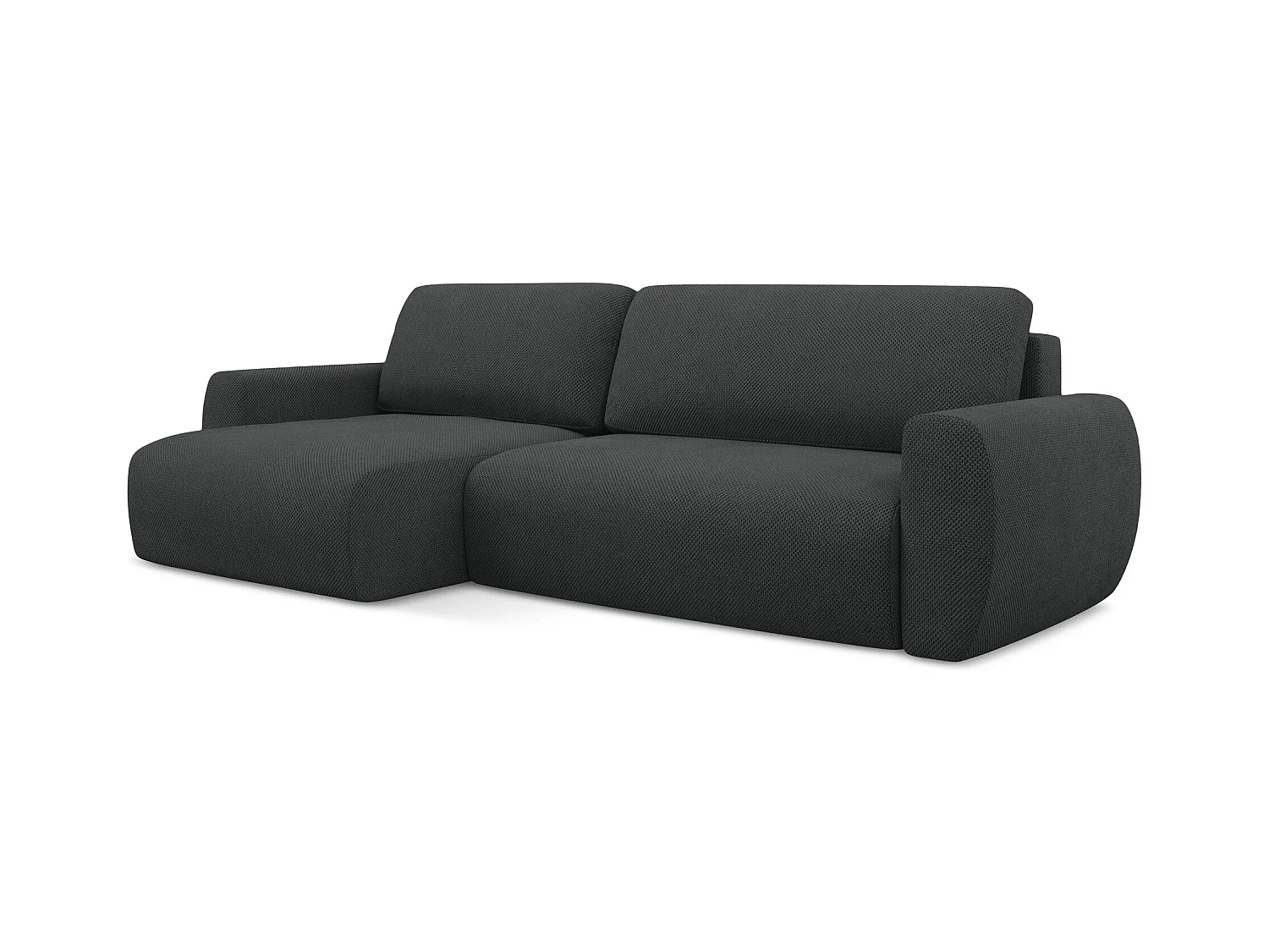 3-Sitzer Ecksofa mit Schlaffunktion - Ecke Links - Chenille - Graphit - ANELA
