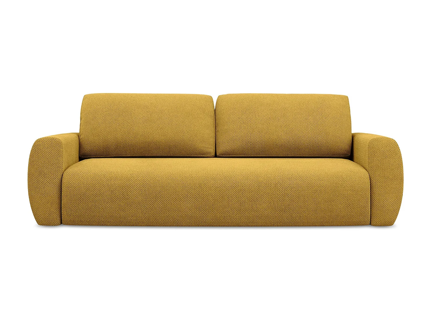 Canapé 3 places convertible en tissu chenille - moutarde - ANELA