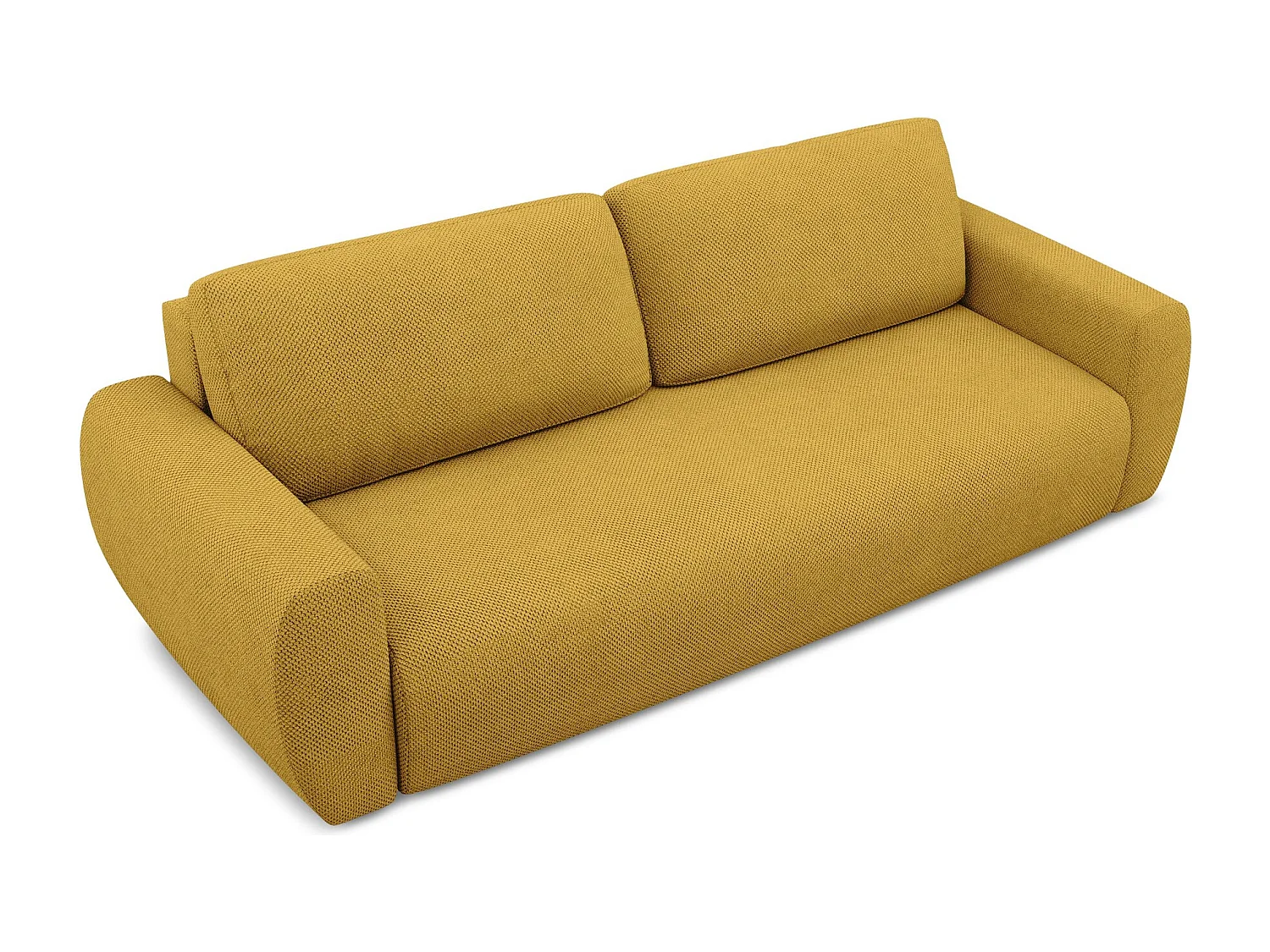 Canapé 3 places convertible en tissu chenille - moutarde - ANELA