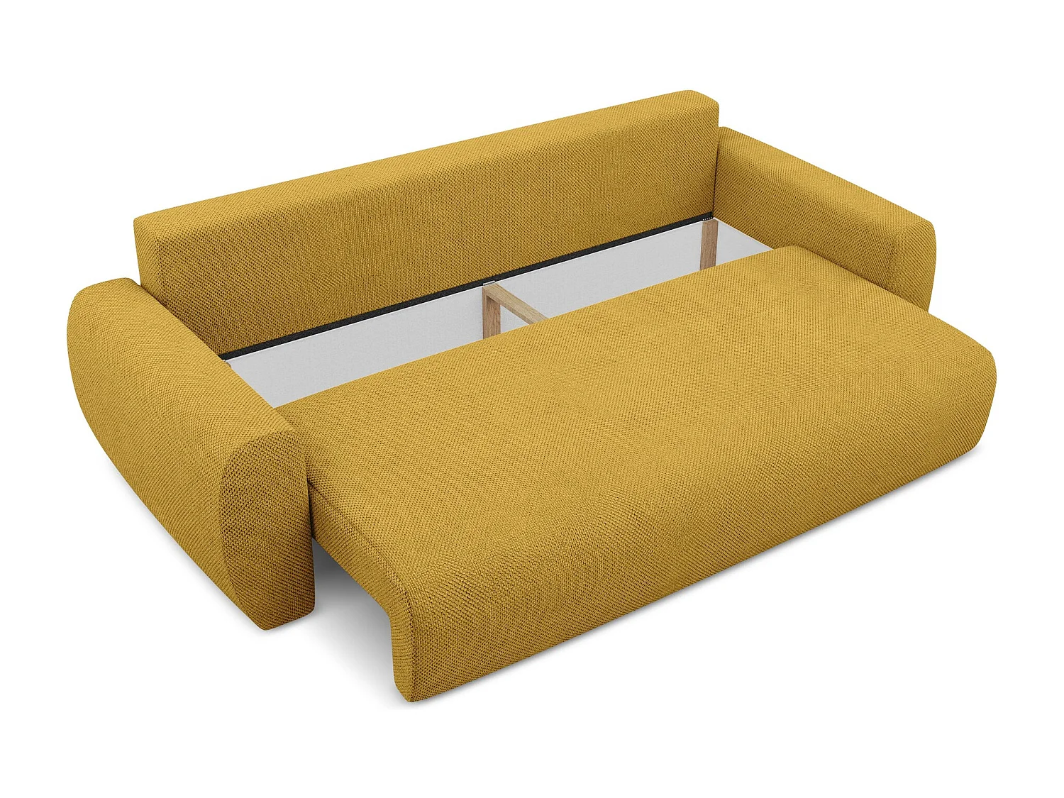 Canapé 3 places convertible en tissu chenille - moutarde - ANELA