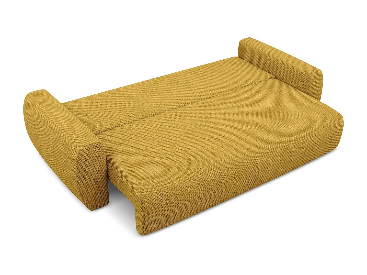 Canapé 3 places convertible en tissu chenille - moutarde - ANELA