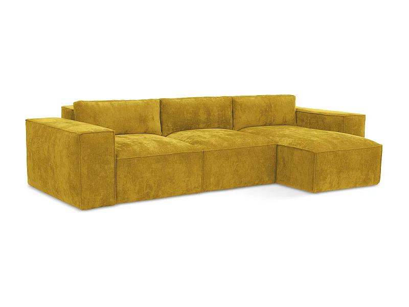 Ecksofa mit Schlaffunktion - Ecke Rechts - Chenille - Senf - HANA