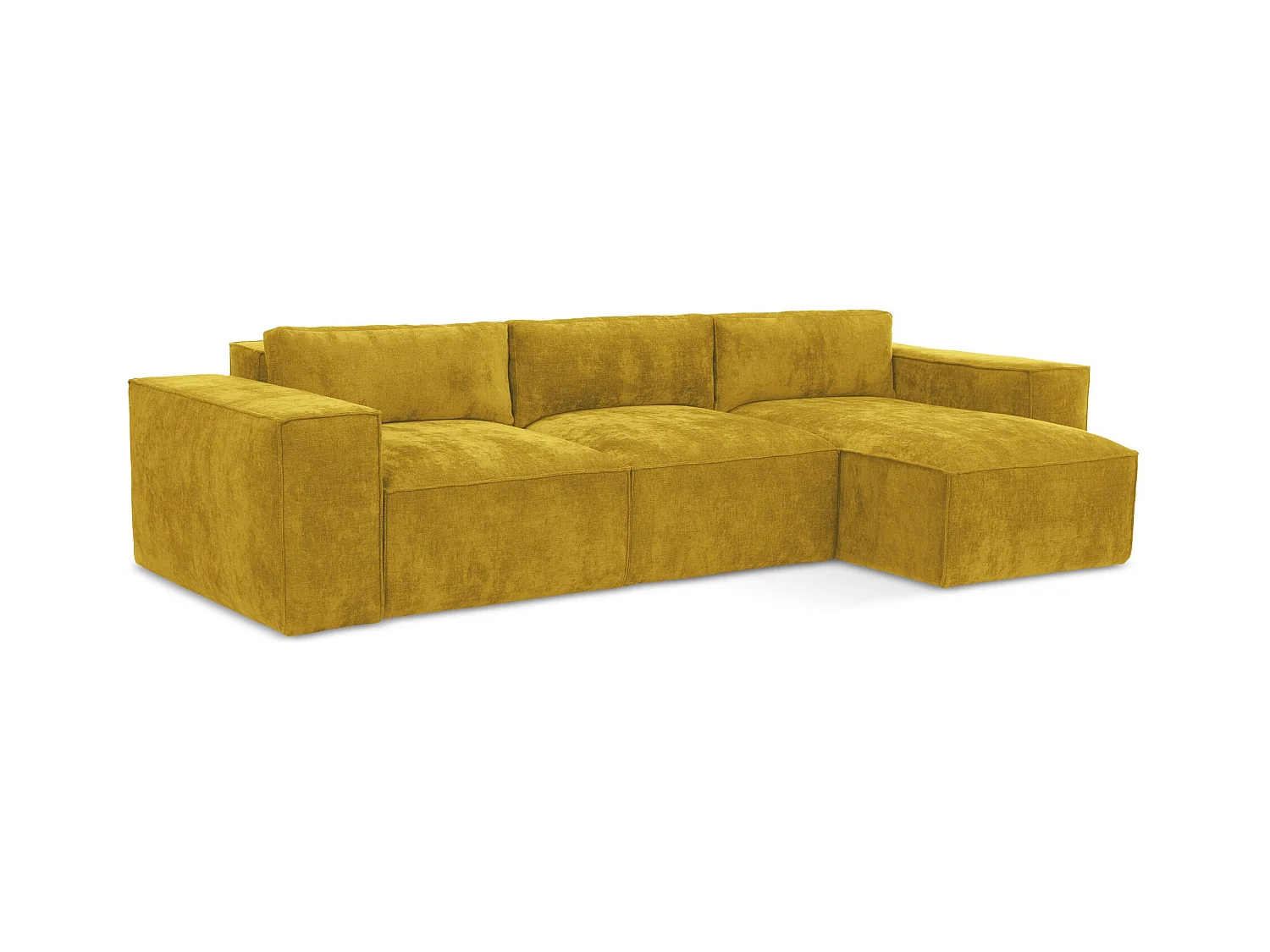 Ecksofa mit Schlaffunktion - Ecke Rechts - Chenille - Senf - HANA