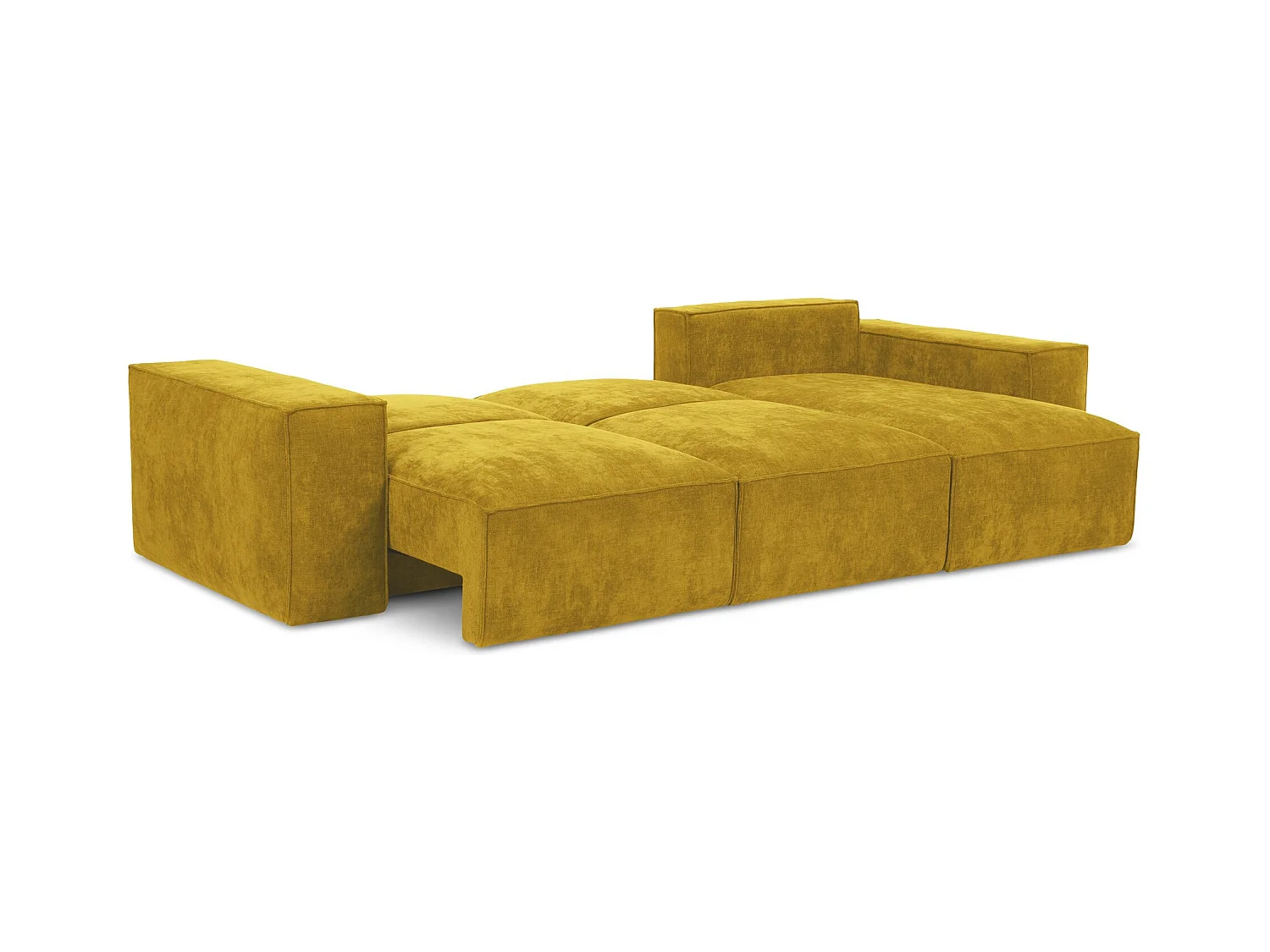Canapé d'angle droit convertible en tissu chenille - moutarde - HANA