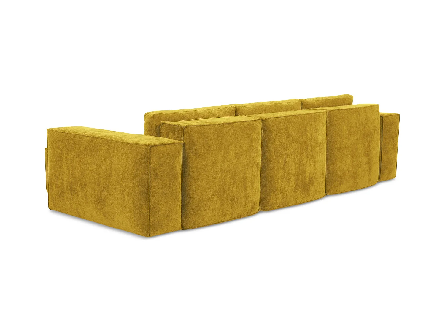 Canapé d'angle droit convertible en tissu chenille - moutarde - HANA