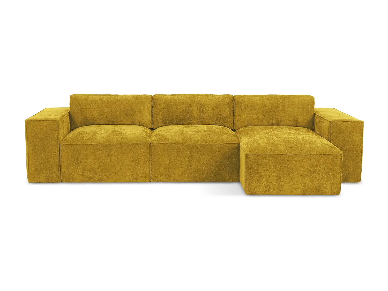 Canapé d'angle droit convertible en tissu chenille - moutarde - HANA