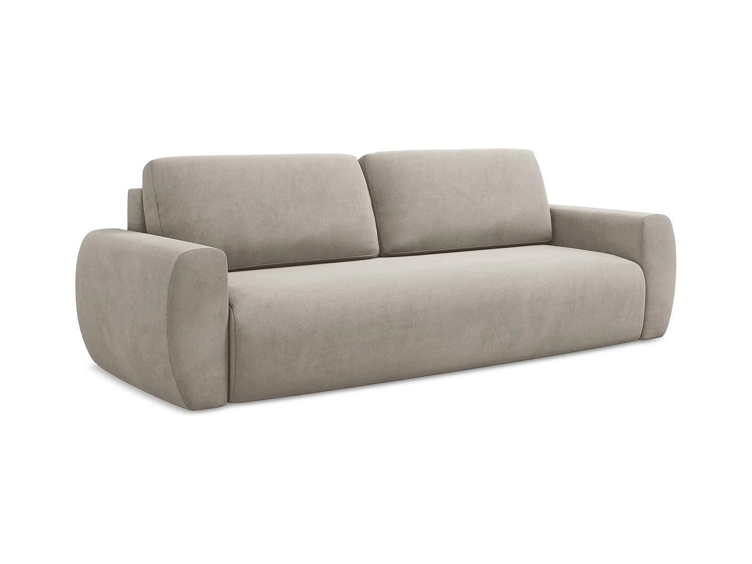 Canapé 3 places convertible en velours - taupe - ANELA