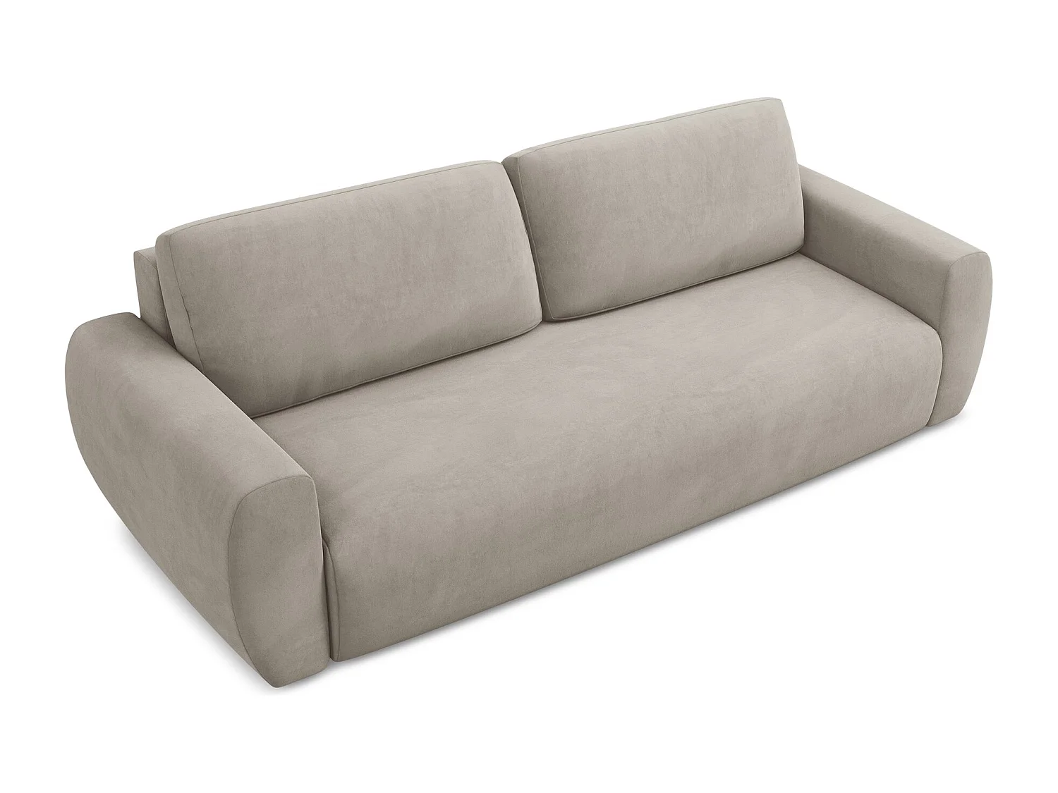 Canapé 3 places convertible en velours - taupe - ANELA