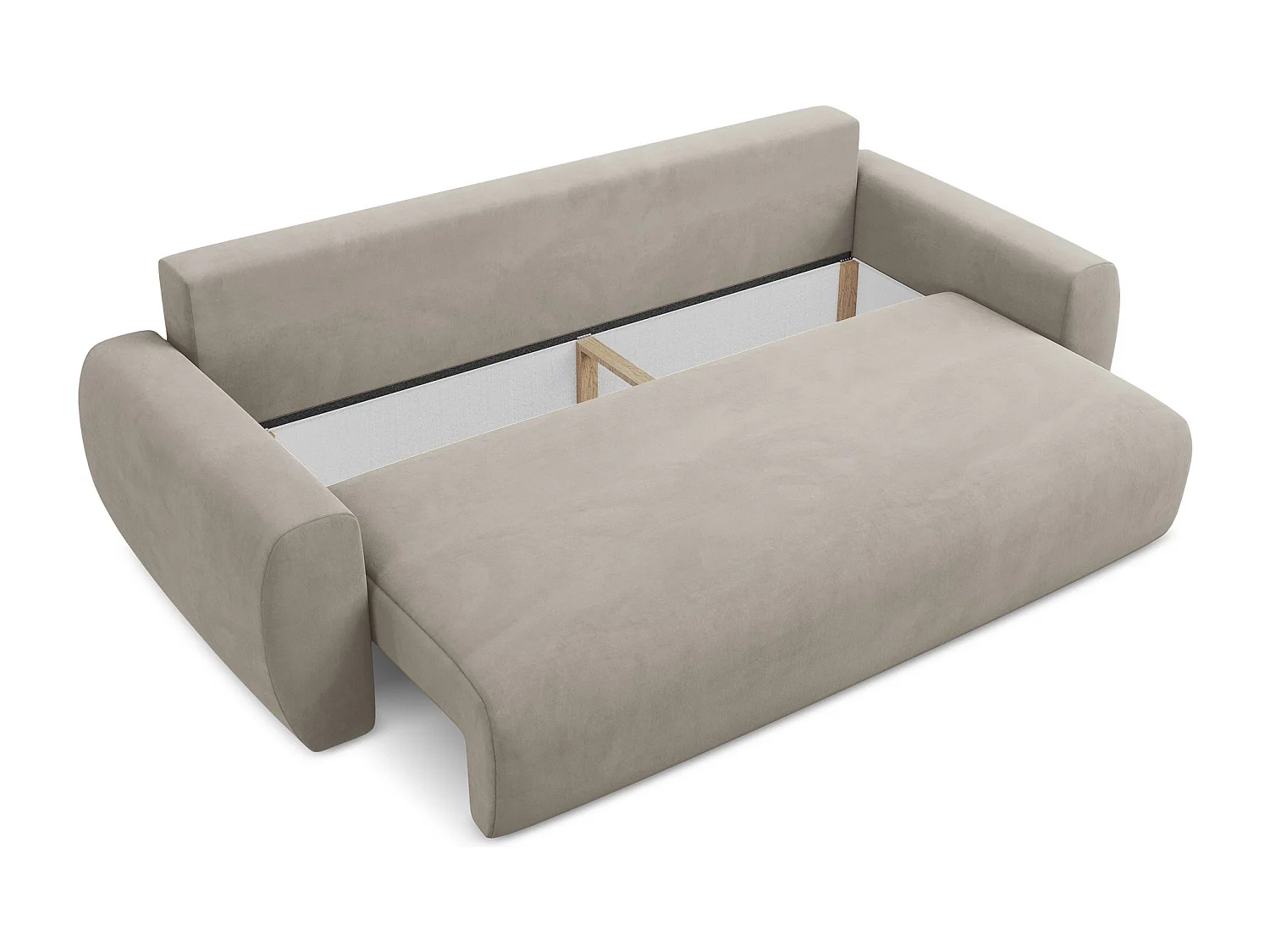 Canapé 3 places convertible en velours - taupe - ANELA