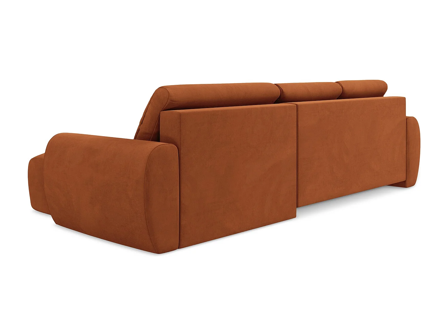 Narożnik prawostronny z funkcją spania - z tkaniny welwetowej - terakota - KIWI