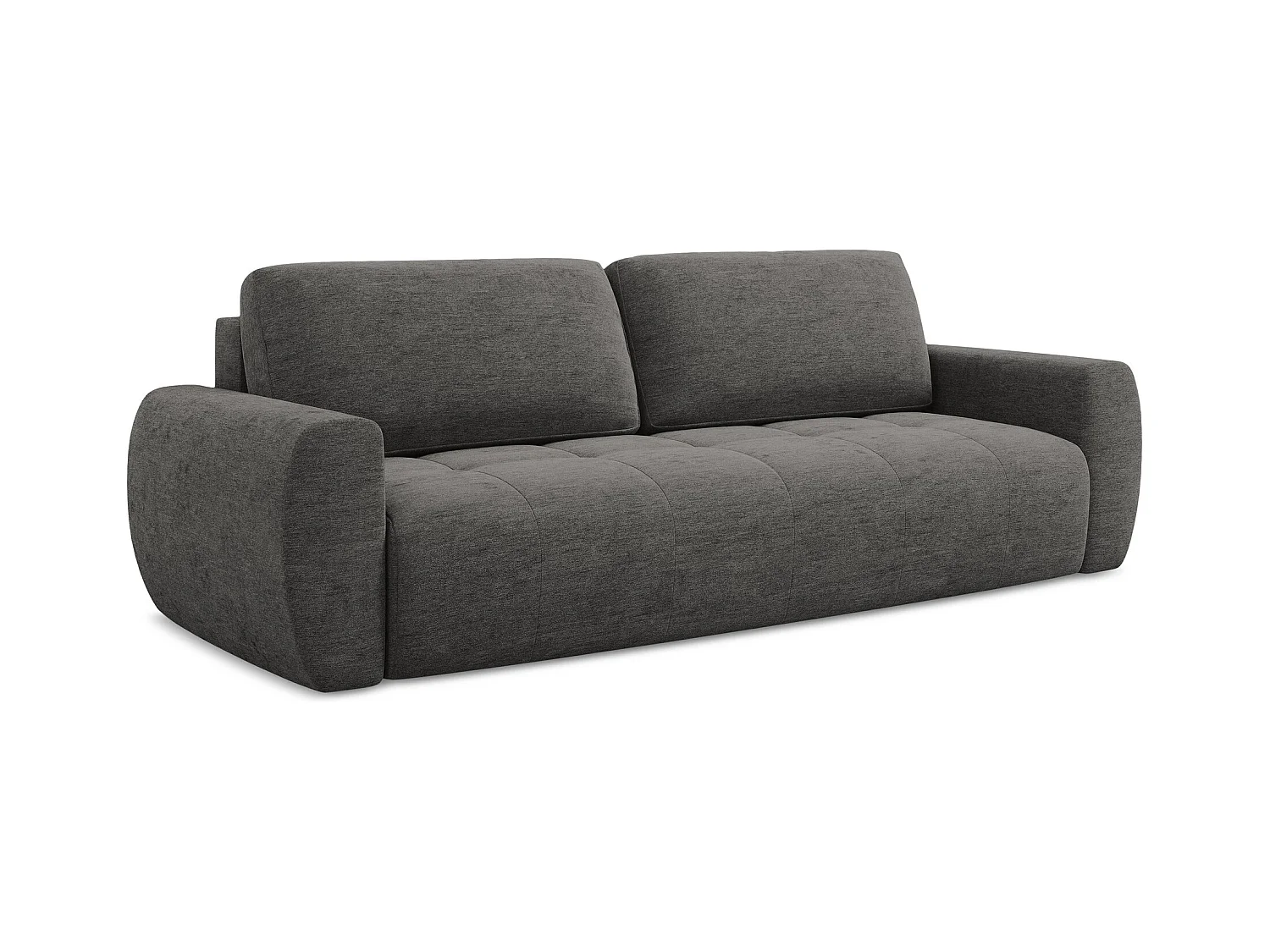 3-Sitzer Sofa mit Schlaffunktion - - Strukturstoff - Dunkelgrau - KIWI