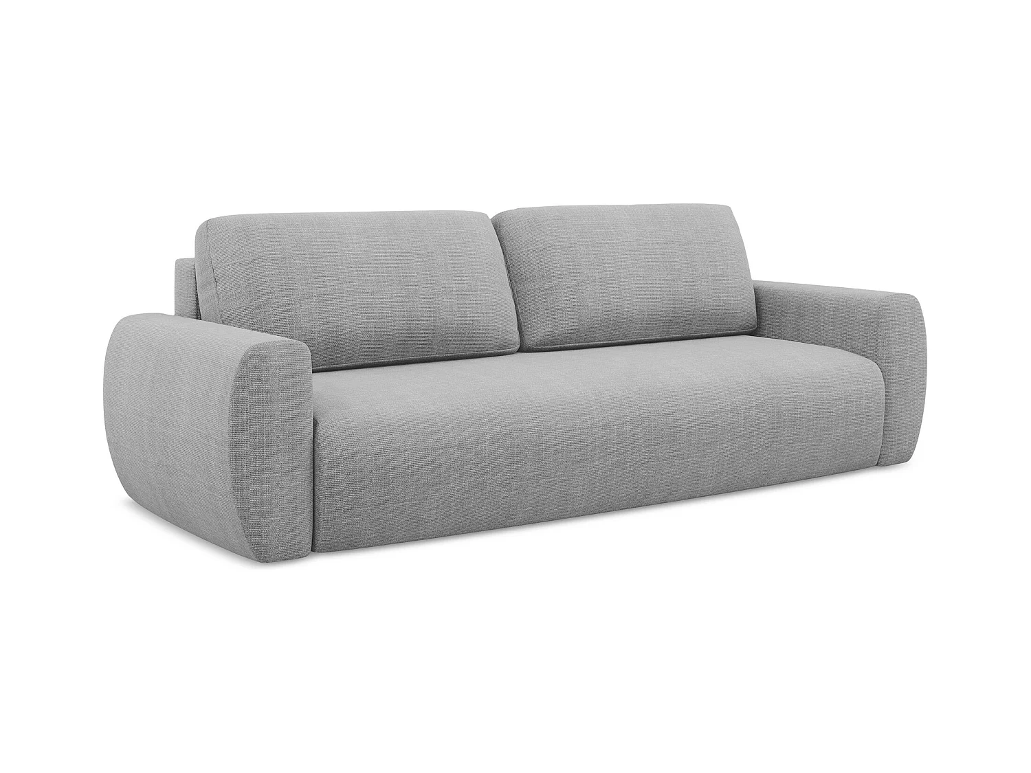 Canapé 3 places convertible en tissu texturé - gris clair - ANELA