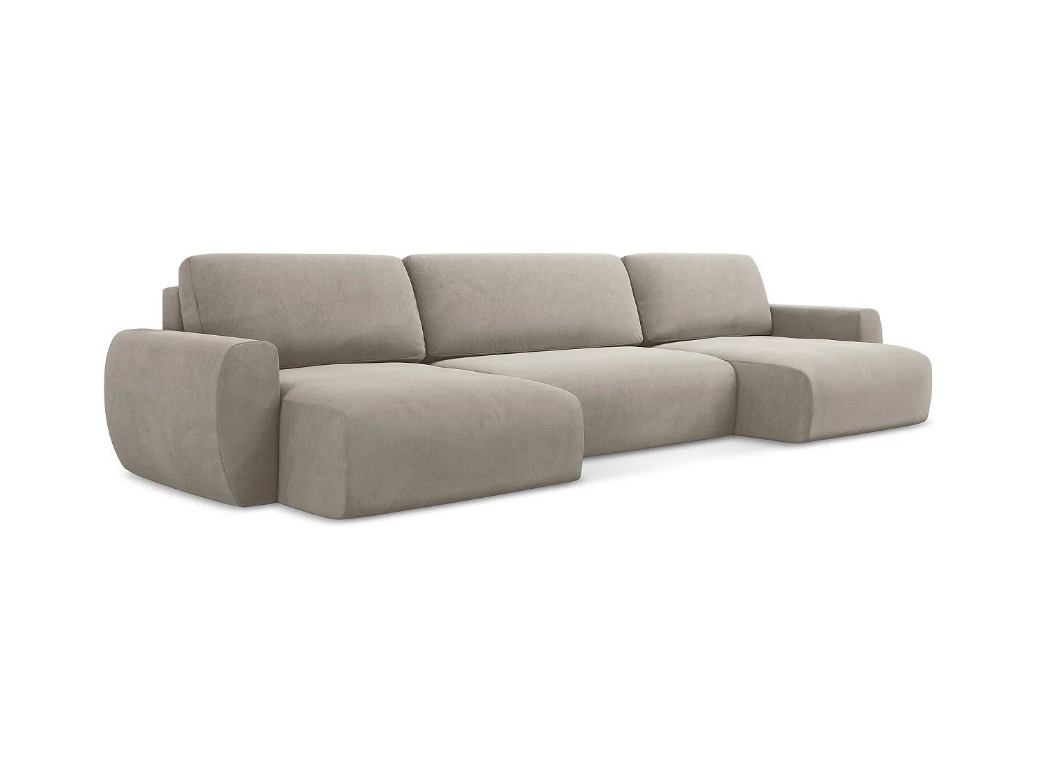 Wohnlandschaft mit Schlaffunktion - / - Samt - Taupe - ANELA