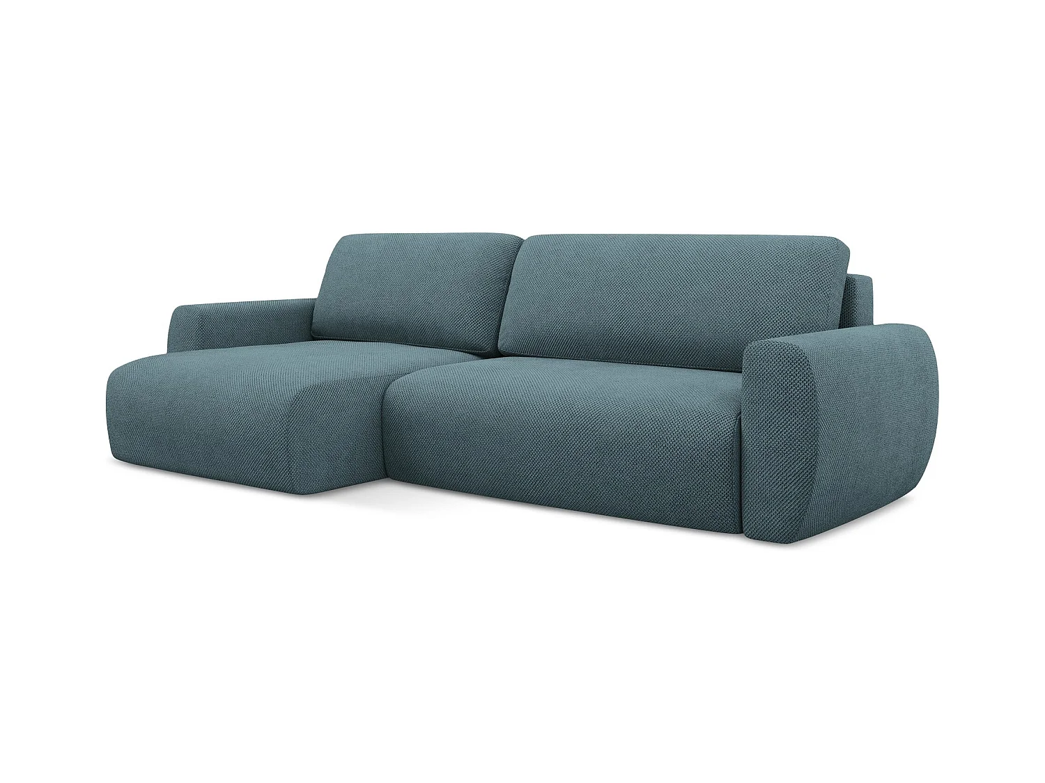 3-Sitzer Ecksofa mit Schlaffunktion - Ecke Links - Chenille - Hellblau - ANELA