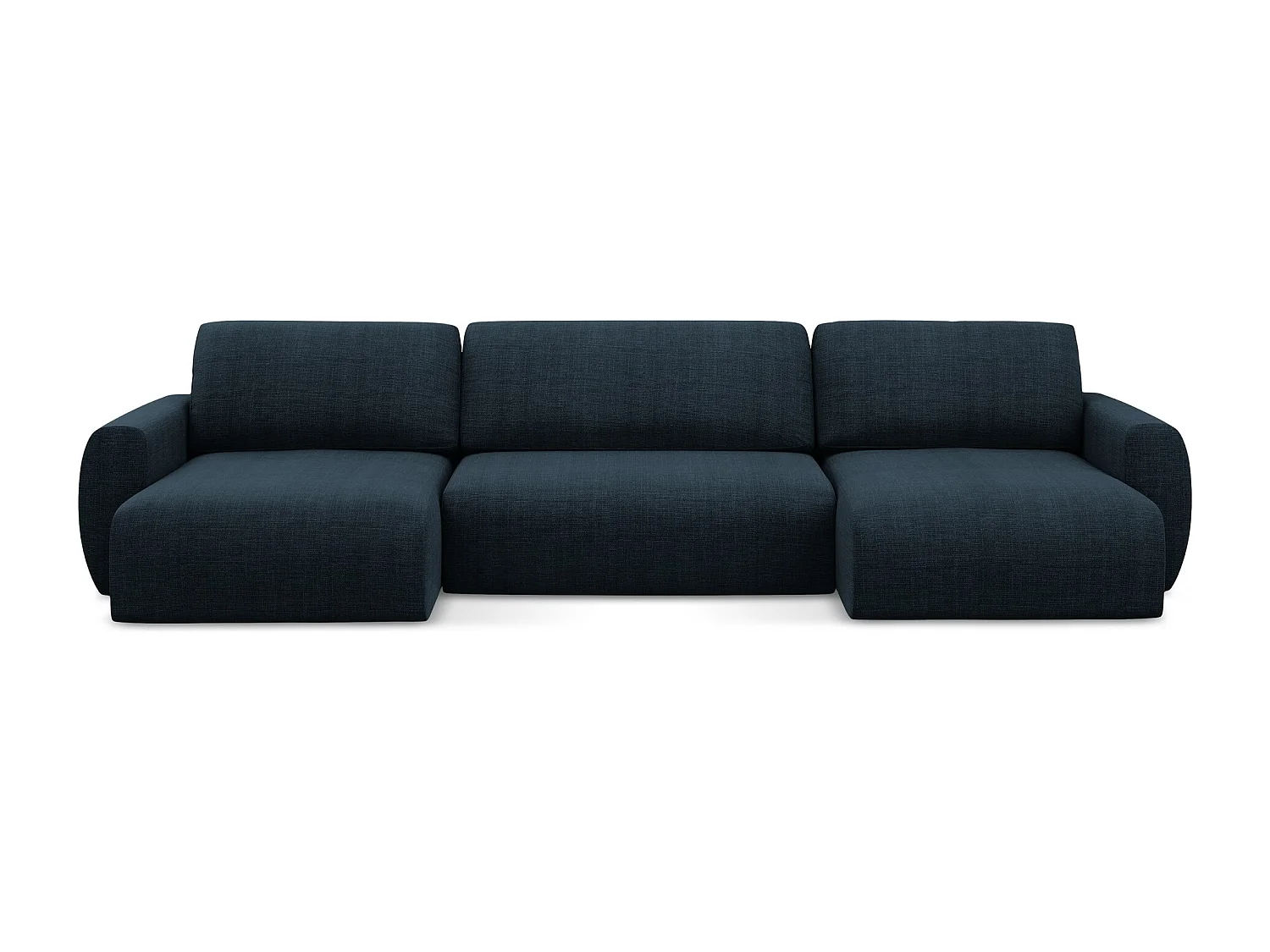 Panoramische bank met bedfunctie van koningsblauw textuurstof - ANELA