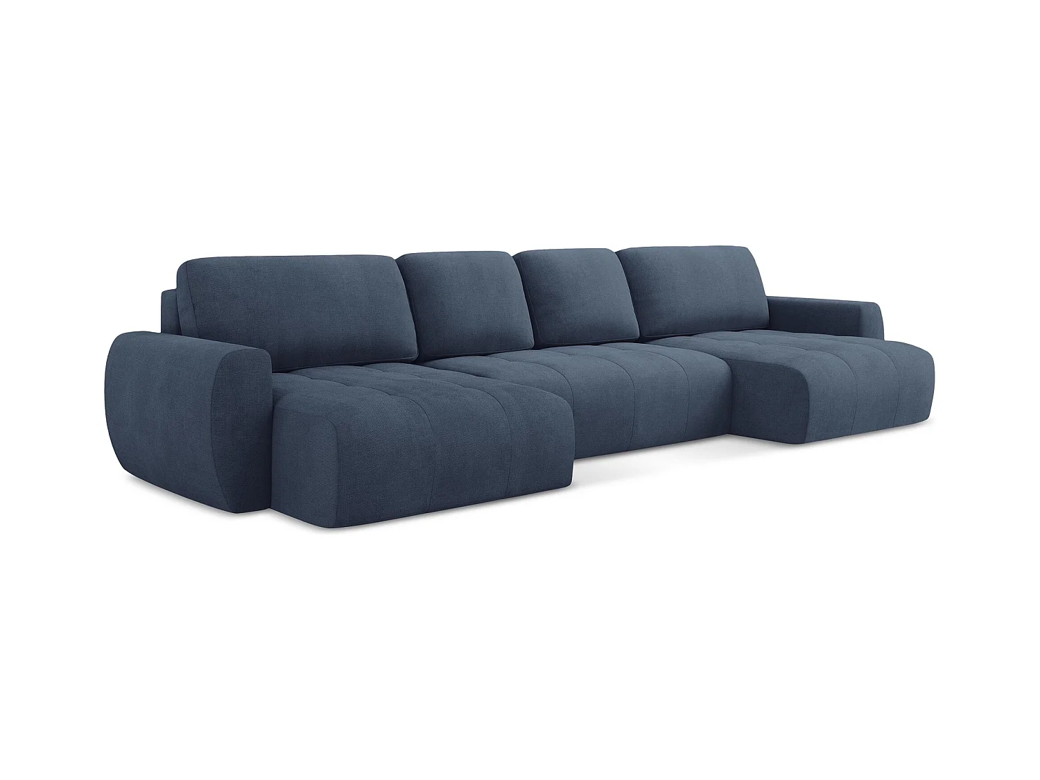 Wohnlandschaft mit Schlaffunktion - / - Strukturstoff - Blau - KIWI