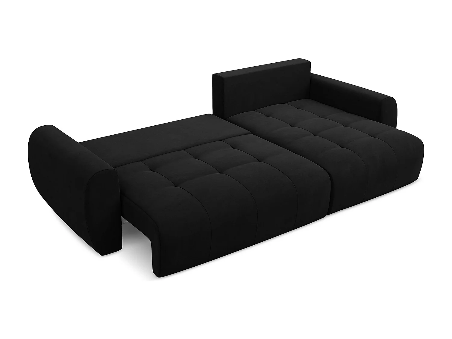 Canapé d'angle droit convertible en velours - noir - KIWI