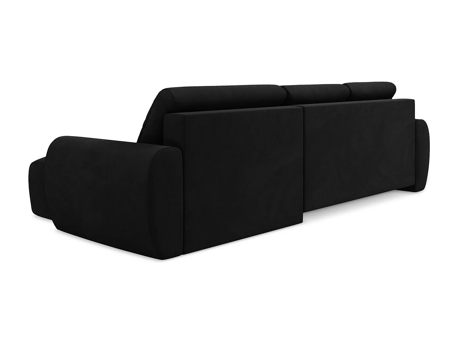 Canapé d'angle droit convertible en velours - noir - KIWI