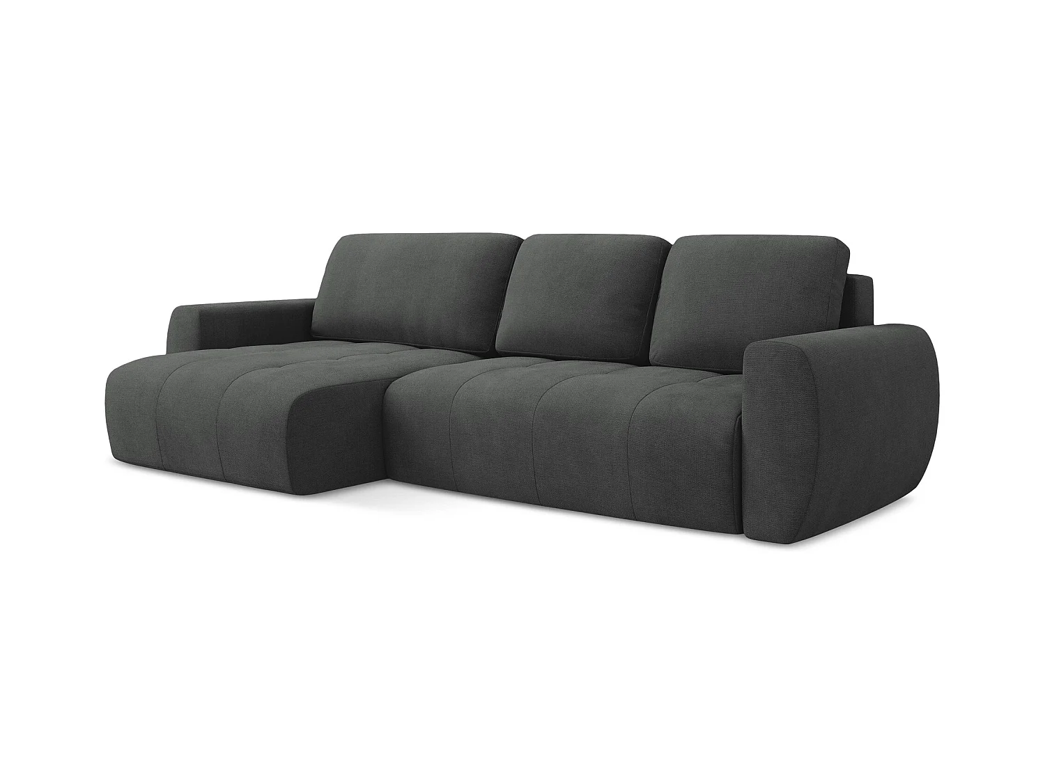Canapé d’angle 3 places gauche convertible en tissu texturé - gris - KIWI