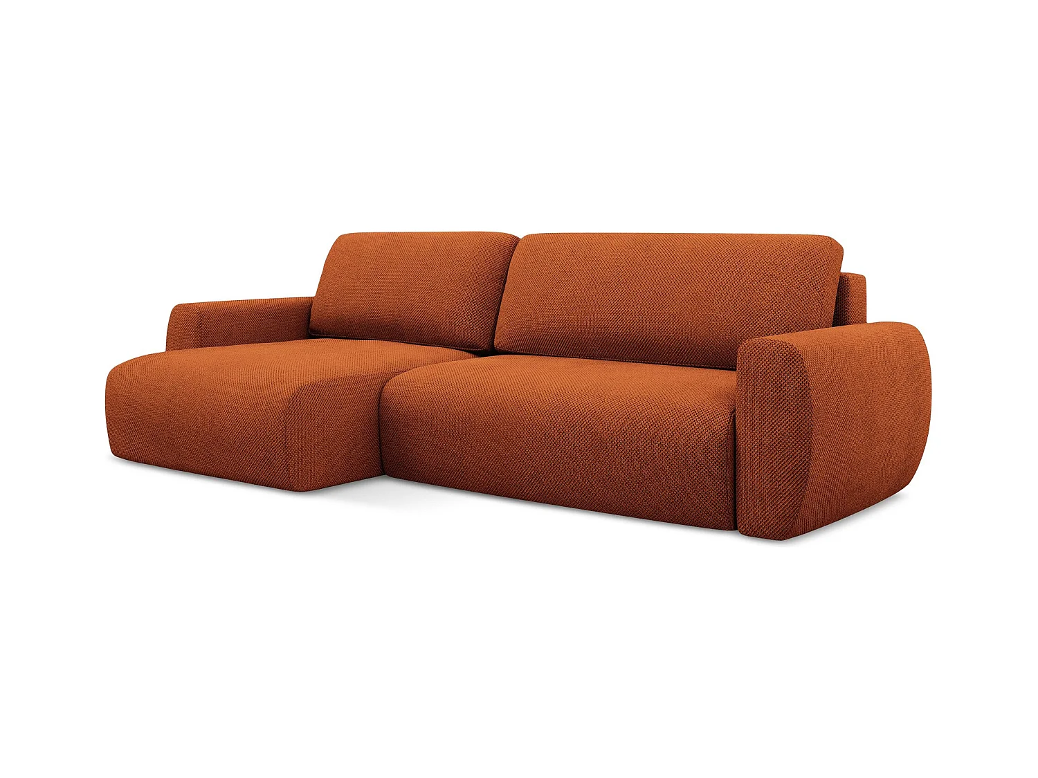3-Sitzer Ecksofa mit Schlaffunktion - Ecke Links - Chenille - Terrakotta - ANELA