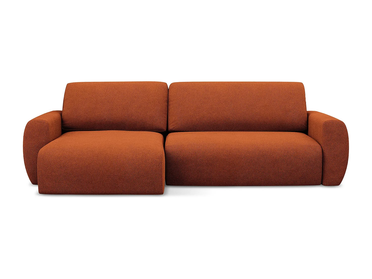 Narożnik lewostronny z funkcją spania - z tkaniny szenilowej - terakota - ANELA