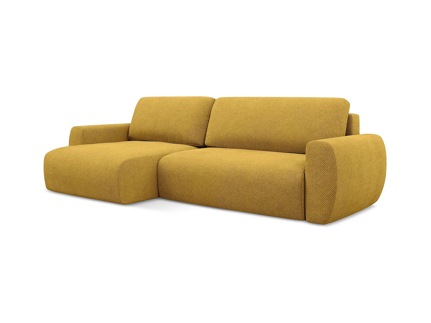 3-Sitzer Ecksofa mit Schlaffunktion - Ecke Links - Chenille - Senf - ANELA