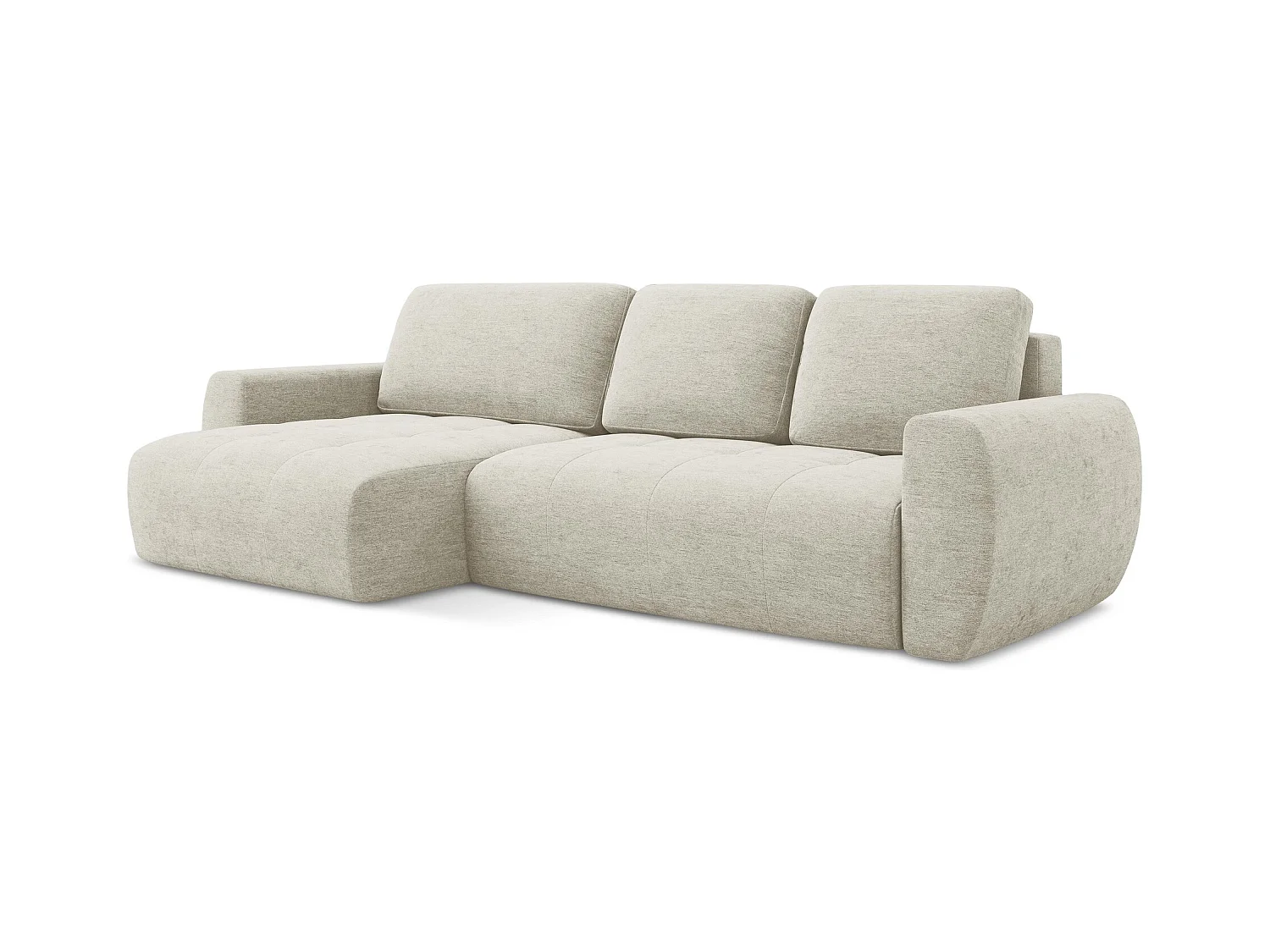 3-Sitzer Ecksofa mit Schlaffunktion - Ecke Links - Strukturstoff - Perle - KIWI