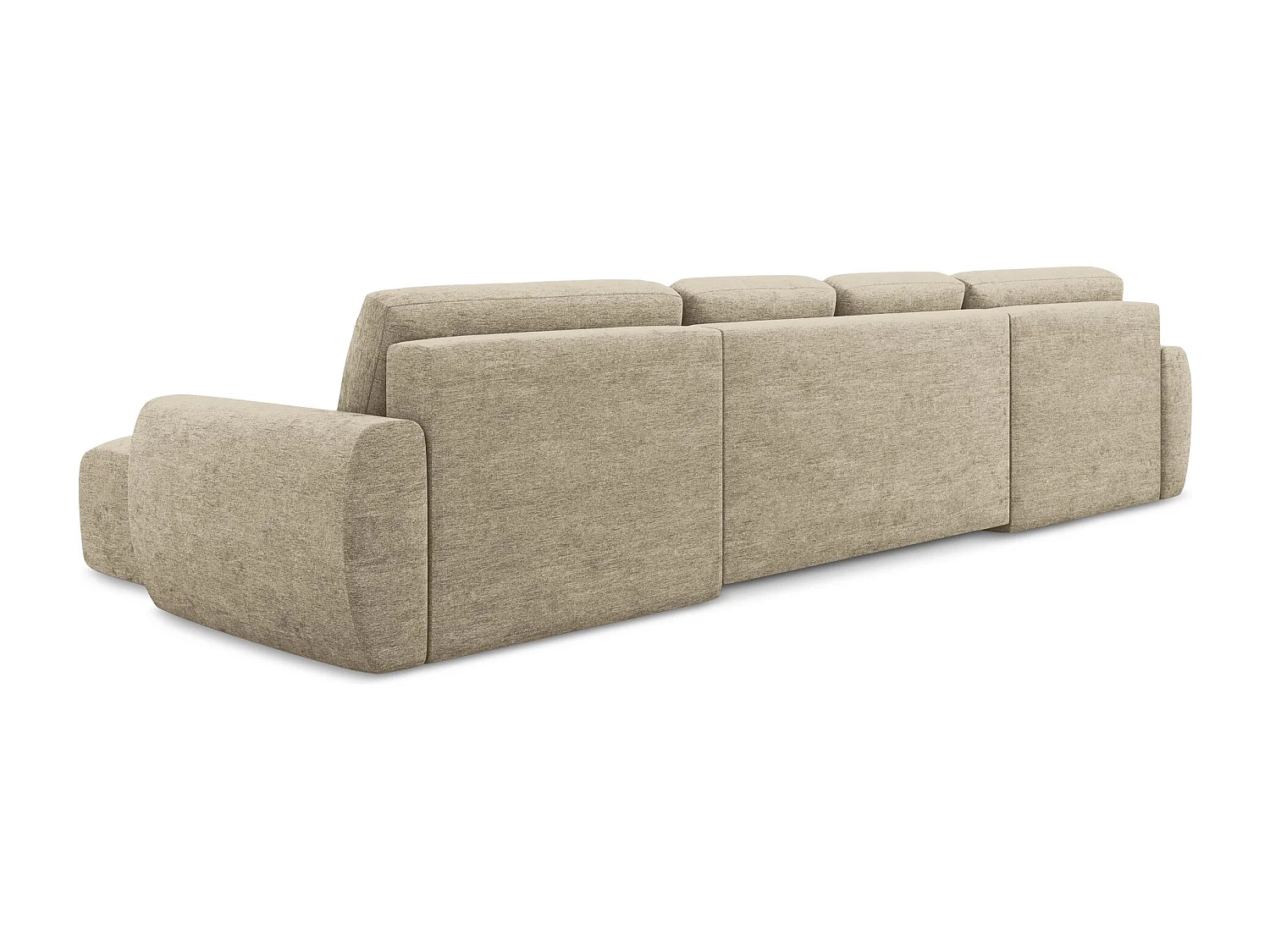 Canapé panoramique 4 places convertible en tissu texturé - beige foncé - KIWI
