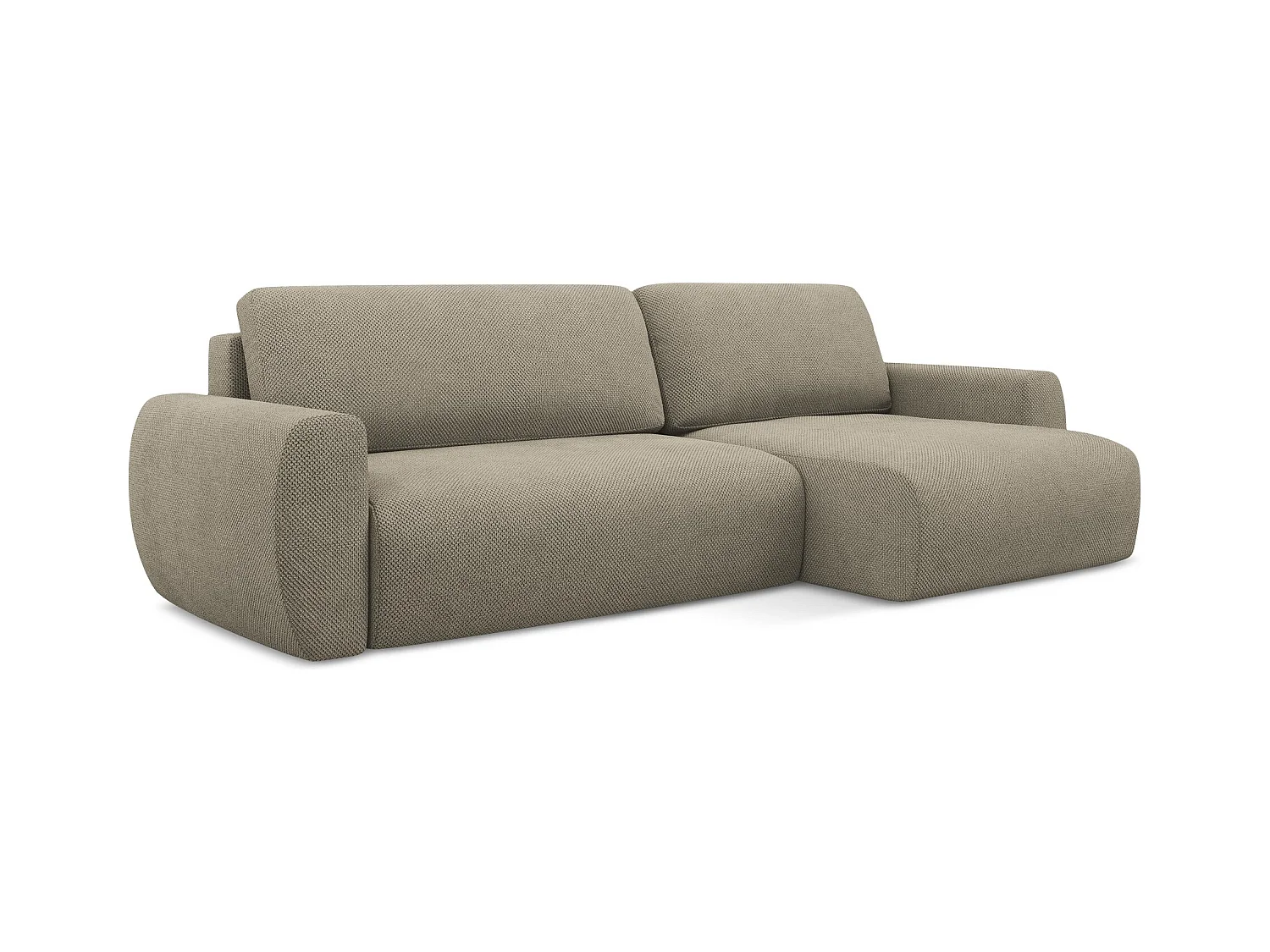 Ecksofa mit Schlaffunktion - Ecke Rechts - Chenille - Dunkelbeige - ANELA