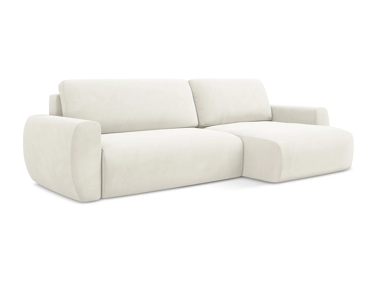 Hoekslaapbank rechts van lichtbeige velours - ANELA