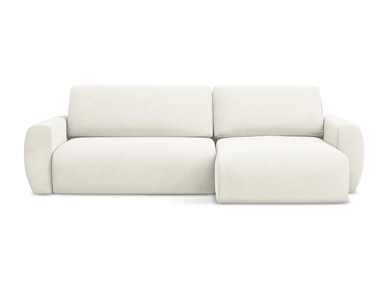 Hoekslaapbank rechts van lichtbeige velours - ANELA