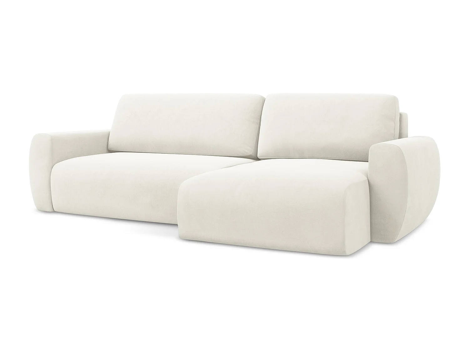 Hoekslaapbank rechts van lichtbeige velours - ANELA