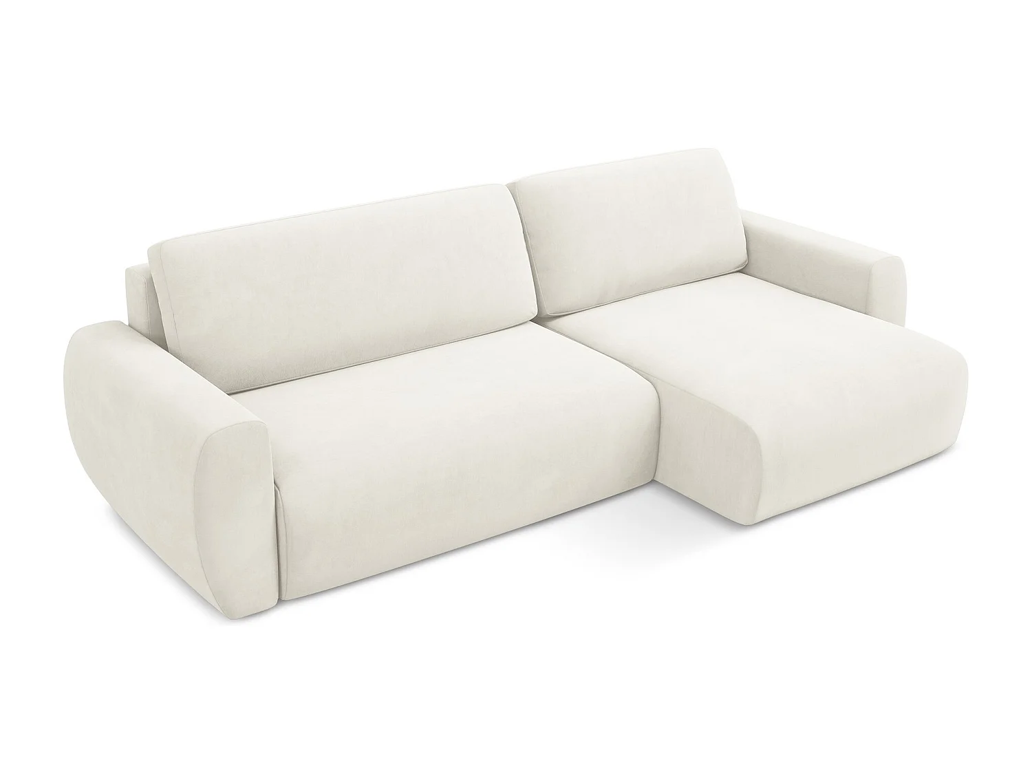 Hoekslaapbank rechts van lichtbeige velours - ANELA