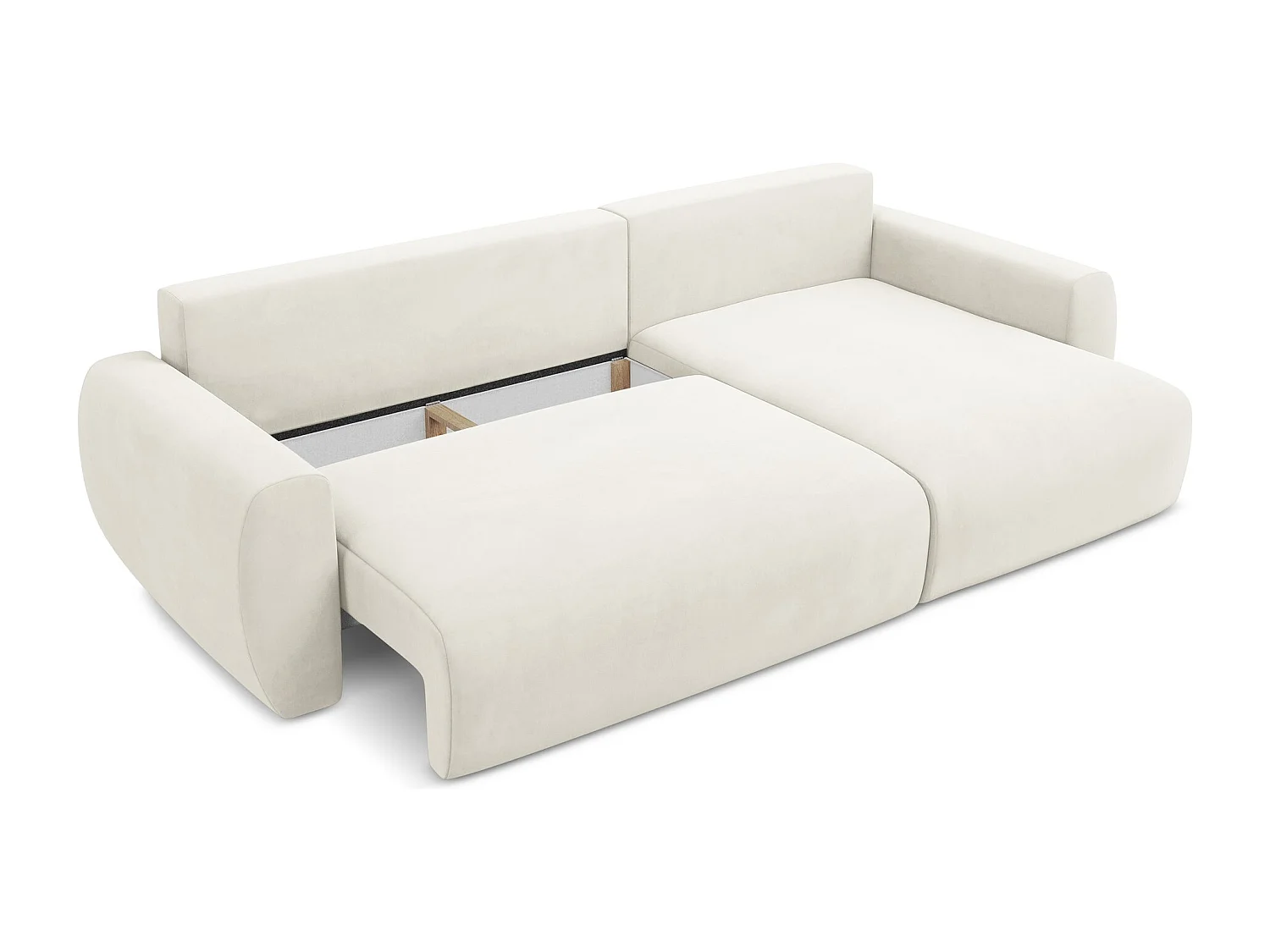 Hoekslaapbank rechts van lichtbeige velours - ANELA