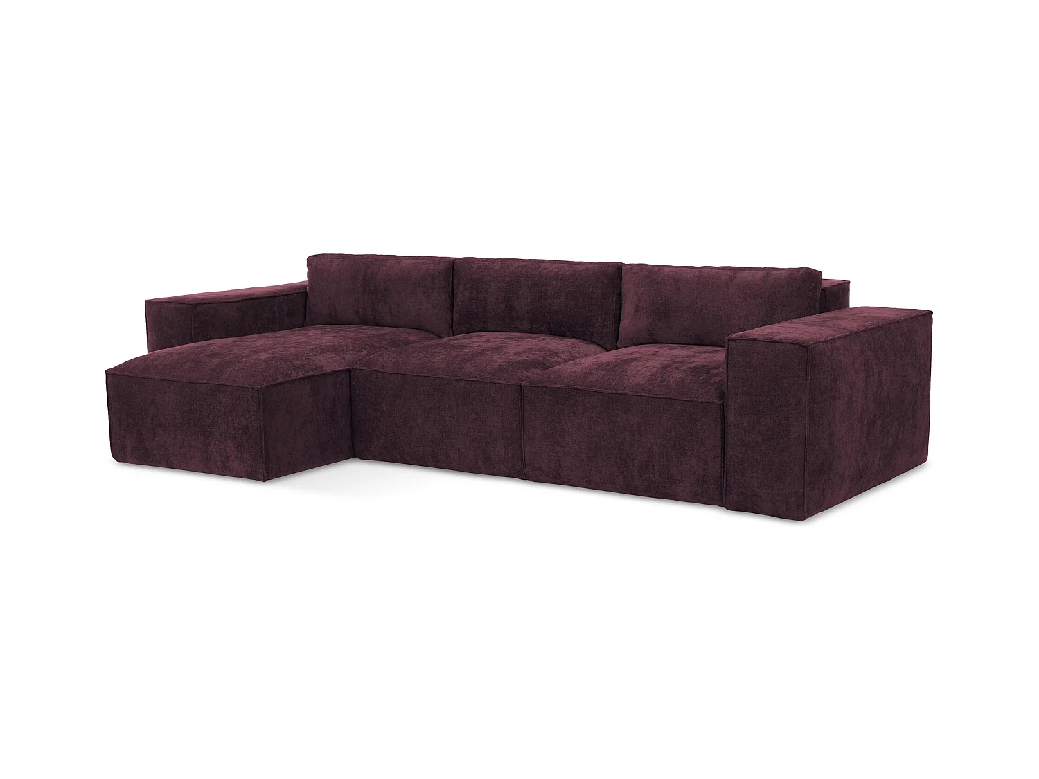Canapé d’angle 3 places gauche convertible en tissu chenille - bordeaux - HANA