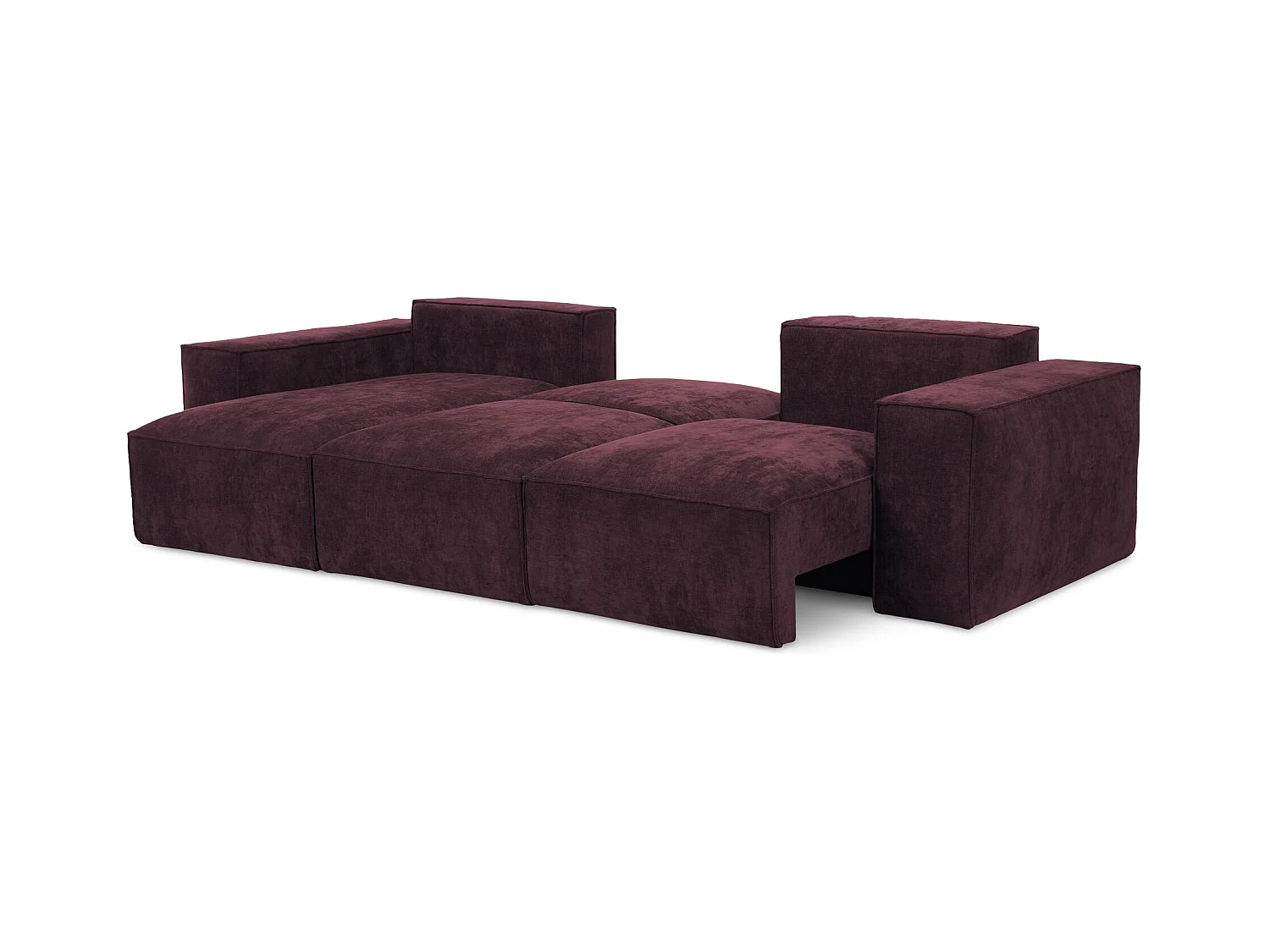 Canapé d’angle 3 places gauche convertible en tissu chenille - bordeaux - HANA