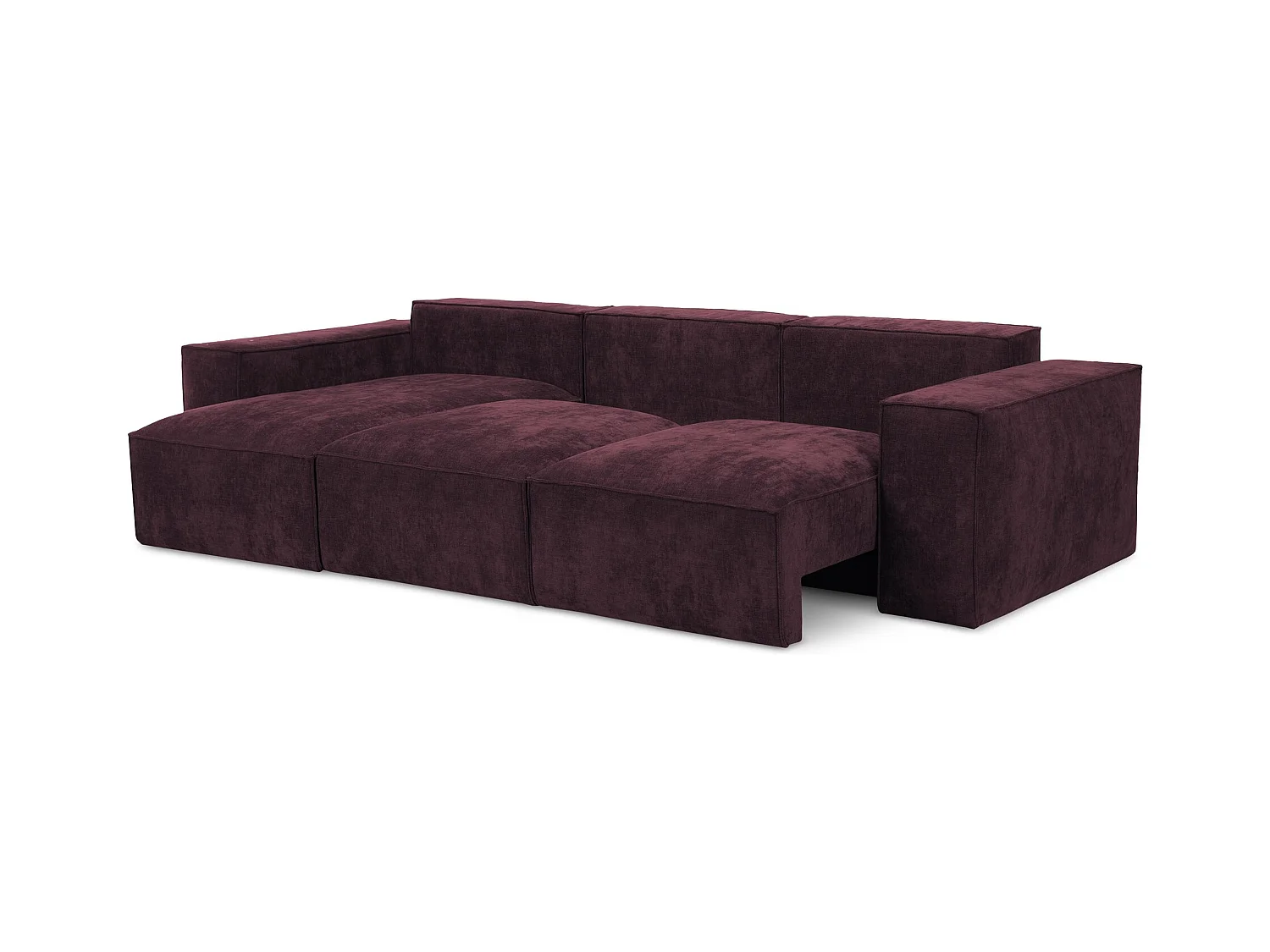 Canapé d’angle 3 places gauche convertible en tissu chenille - bordeaux - HANA