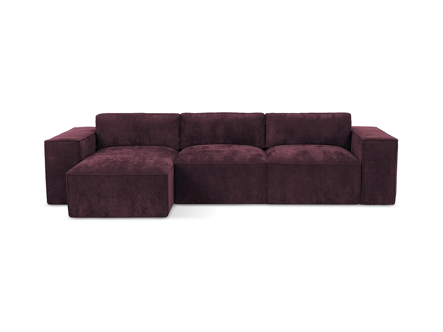 Canapé d’angle 3 places gauche convertible en tissu chenille - bordeaux - HANA