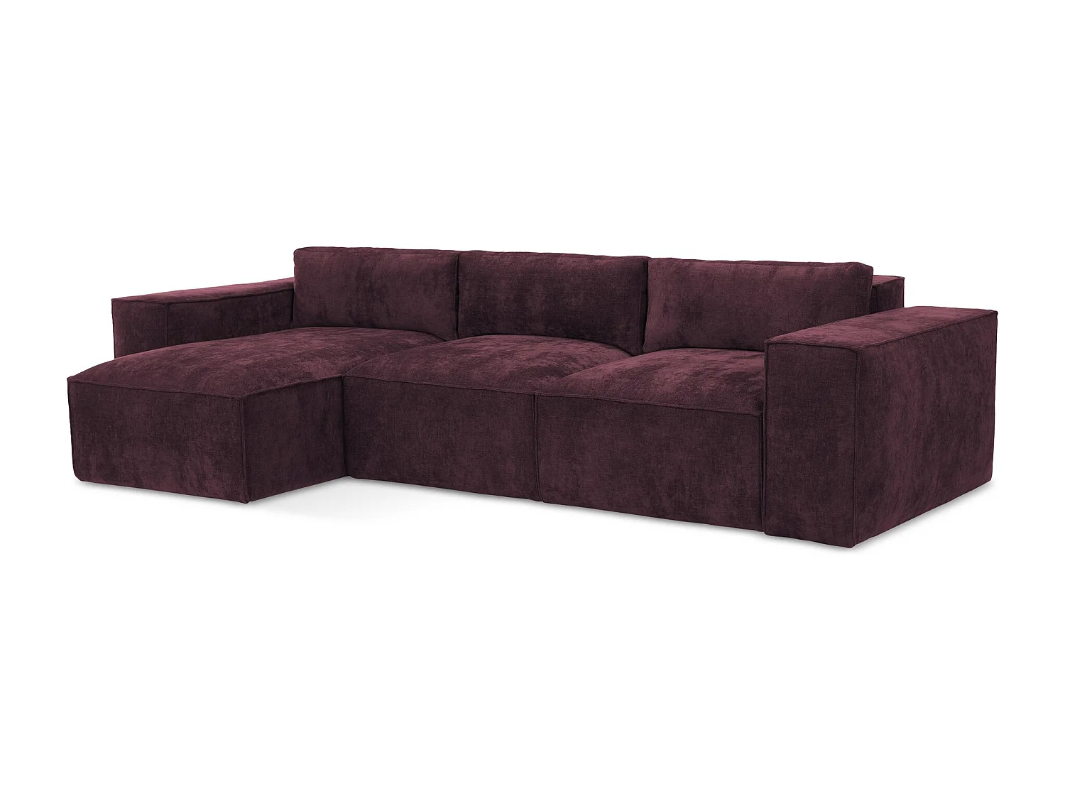 Canapé d’angle 3 places gauche convertible en tissu chenille - bordeaux - HANA