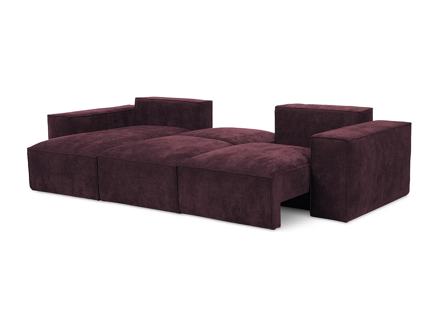 Canapé d’angle 3 places gauche convertible en tissu chenille - bordeaux - HANA
