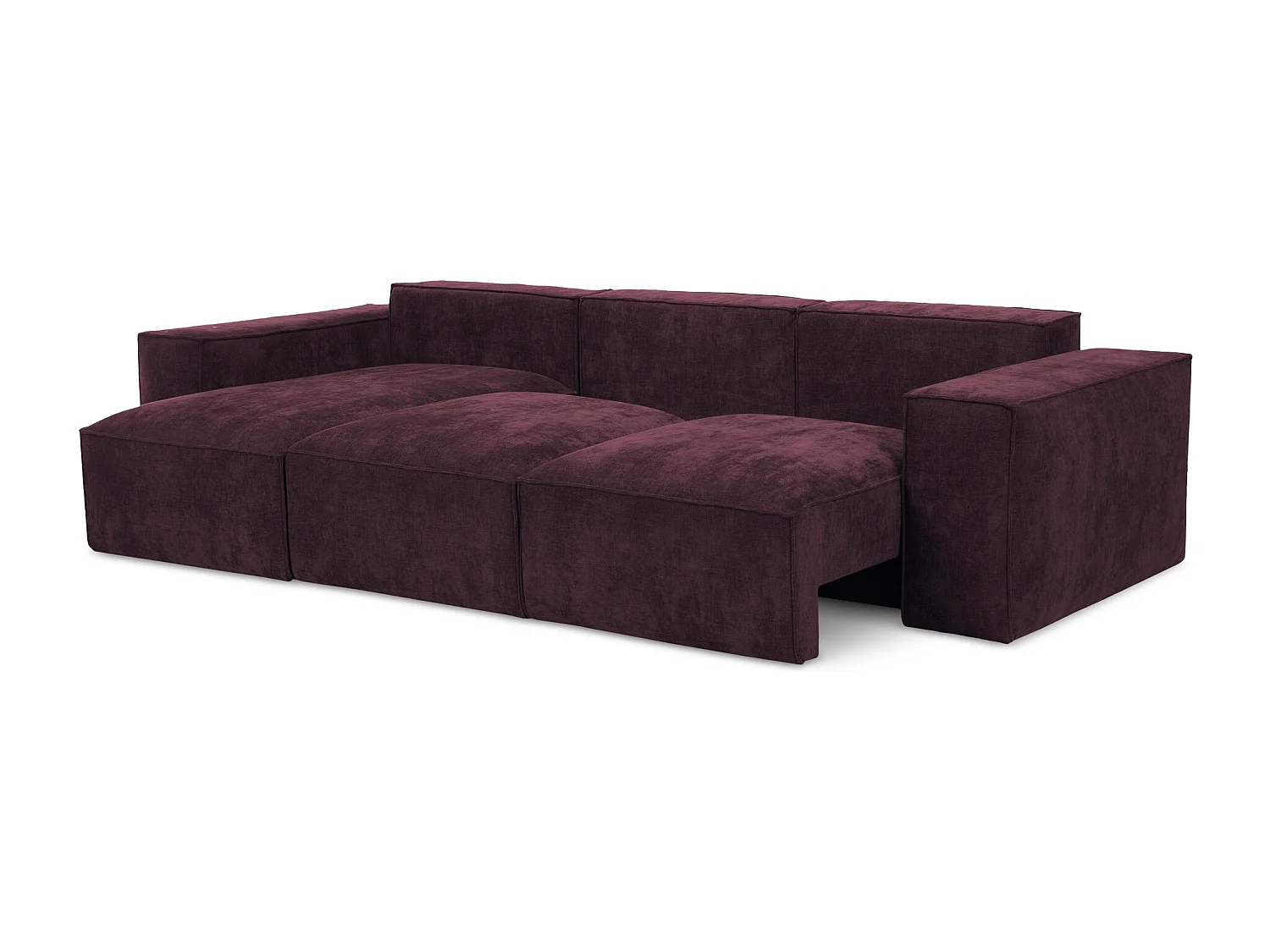 Canapé d’angle 3 places gauche convertible en tissu chenille - bordeaux - HANA