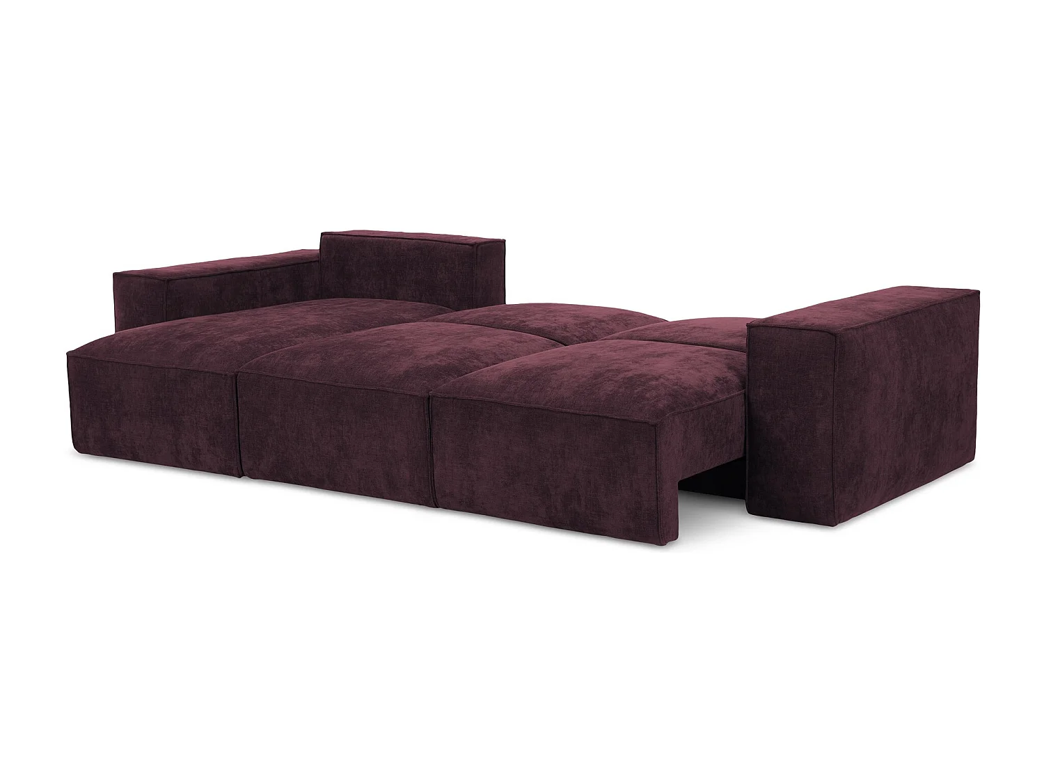 Canapé d’angle 3 places gauche convertible en tissu chenille - bordeaux - HANA