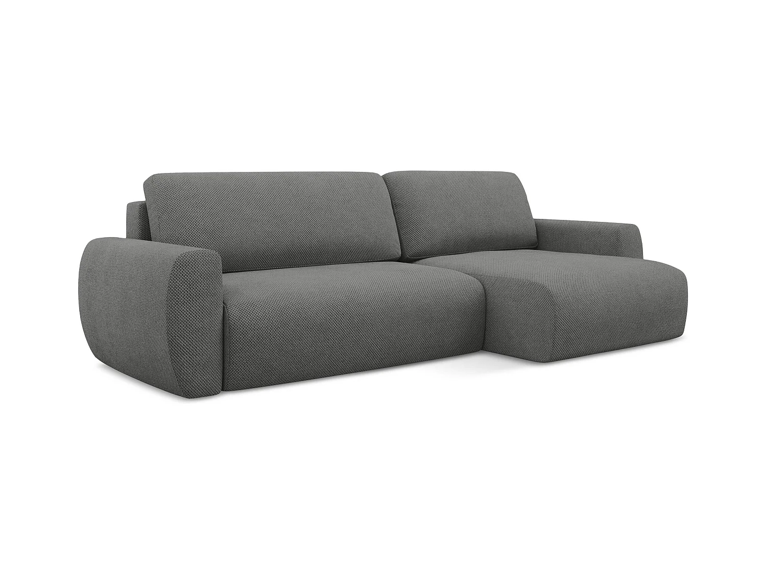 Ecksofa mit Schlaffunktion - Ecke Rechts - Chenille - Grau - ANELA