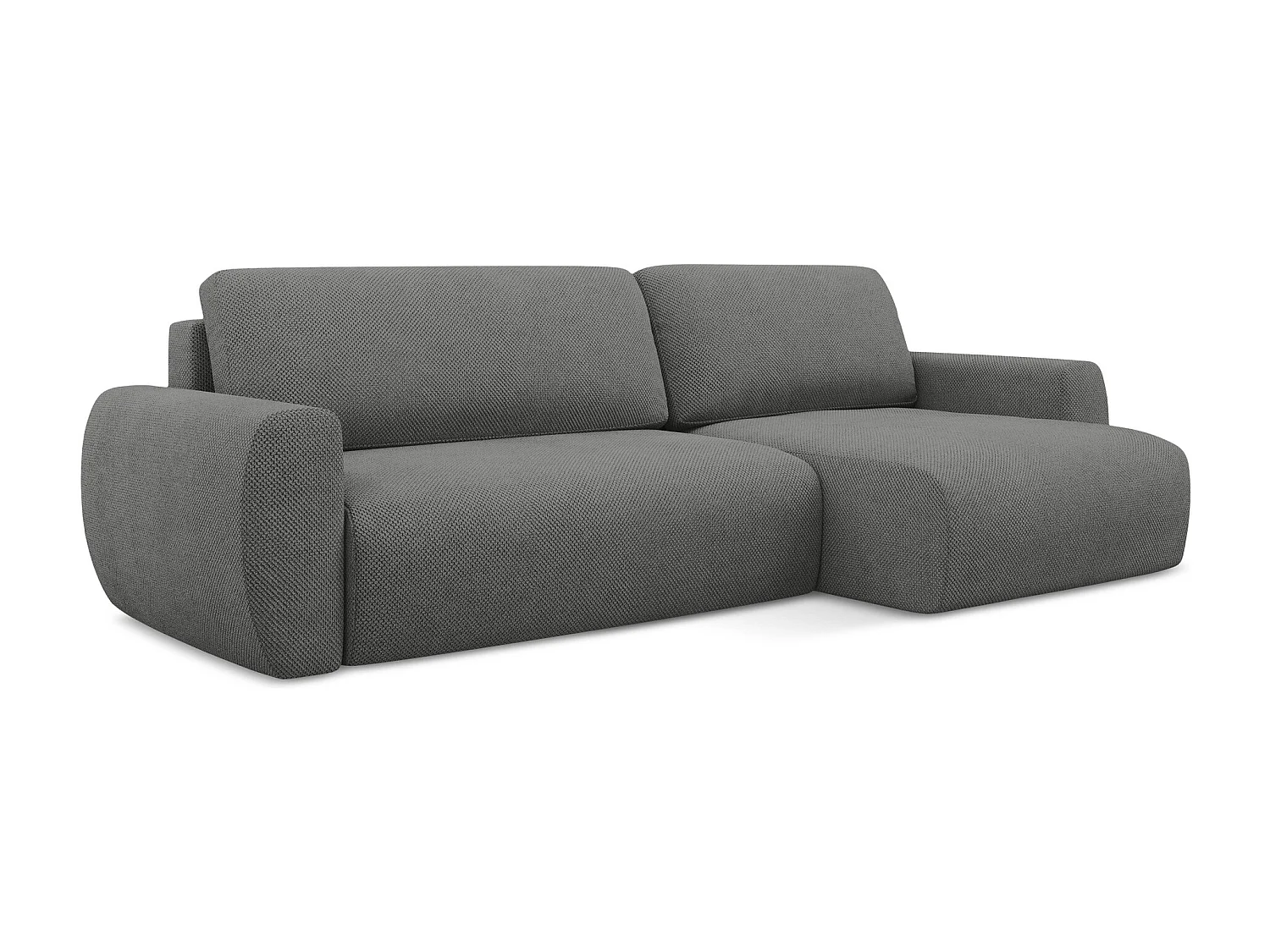 Canapé d'angle droit convertible en tissu chenille - gris - ANELA