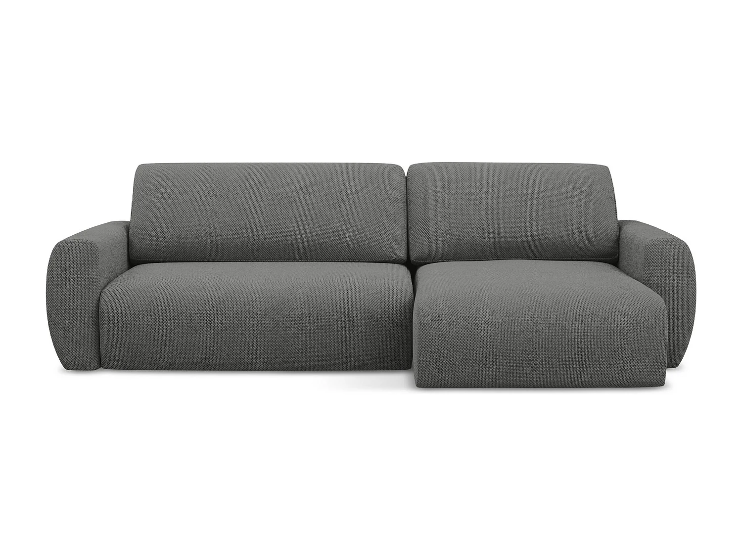 Canapé d'angle droit convertible en tissu chenille - gris - ANELA