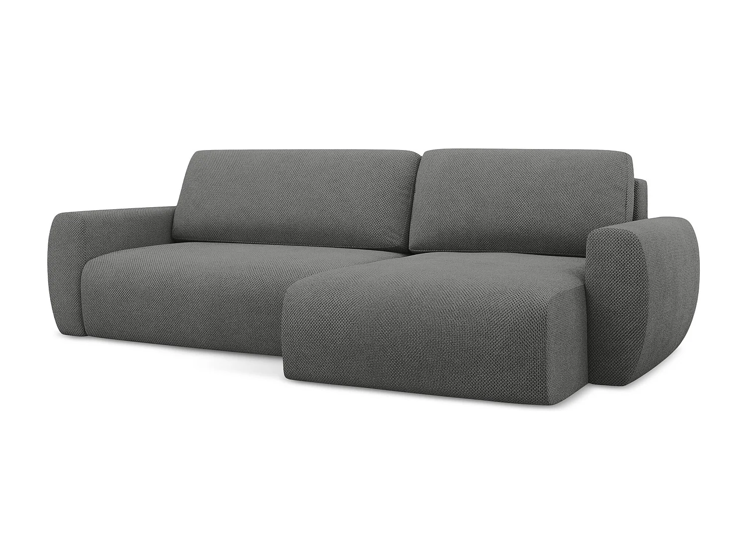 Canapé d'angle droit convertible en tissu chenille - gris - ANELA