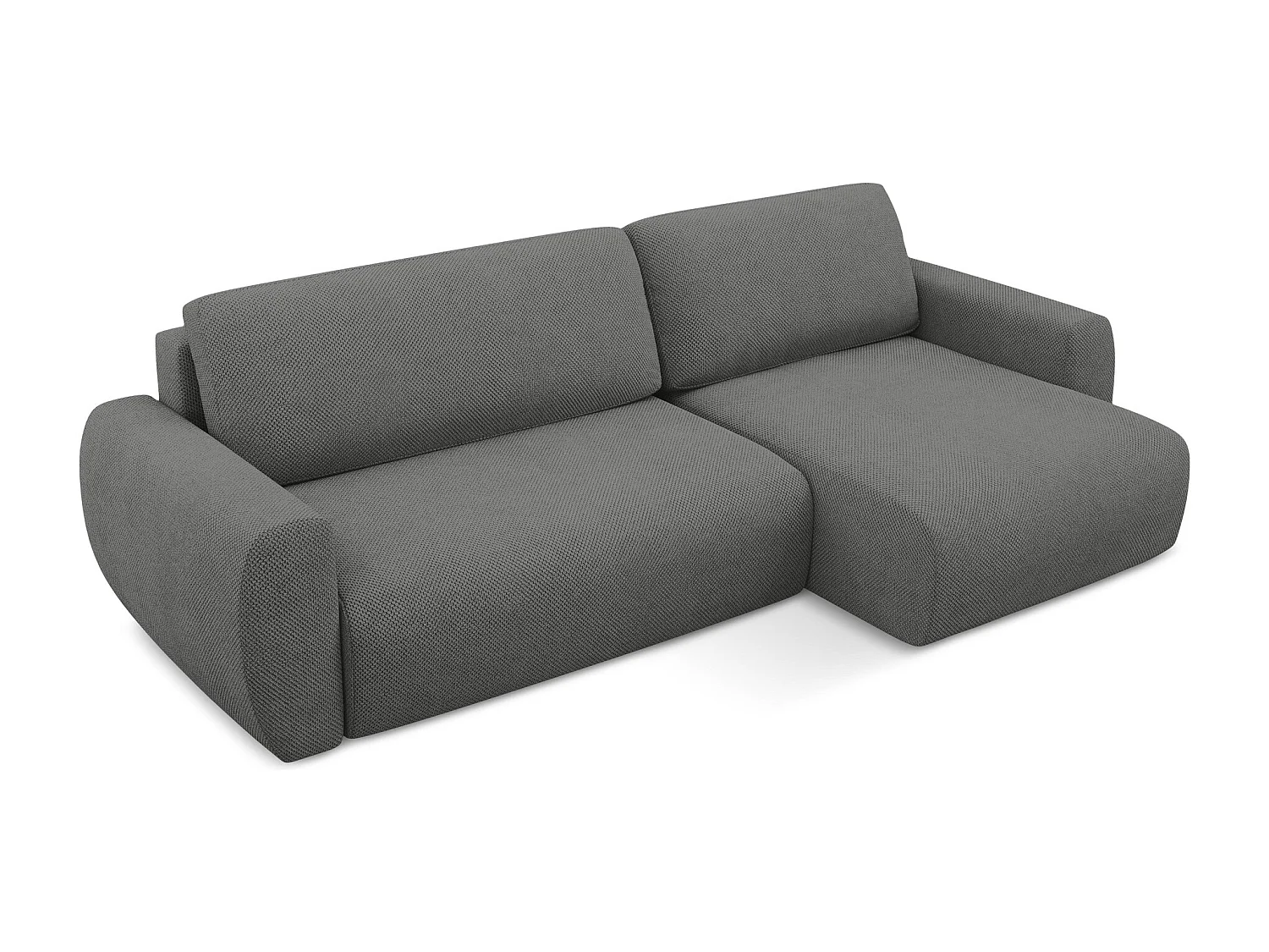 Canapé d'angle droit convertible en tissu chenille - gris - ANELA