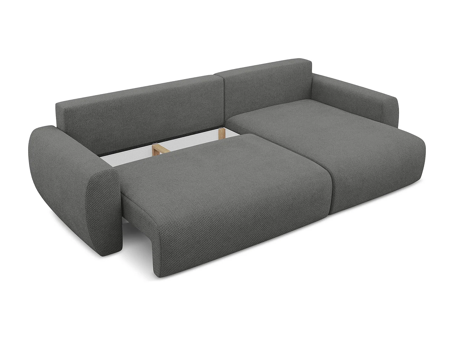 Canapé d'angle droit convertible en tissu chenille - gris - ANELA